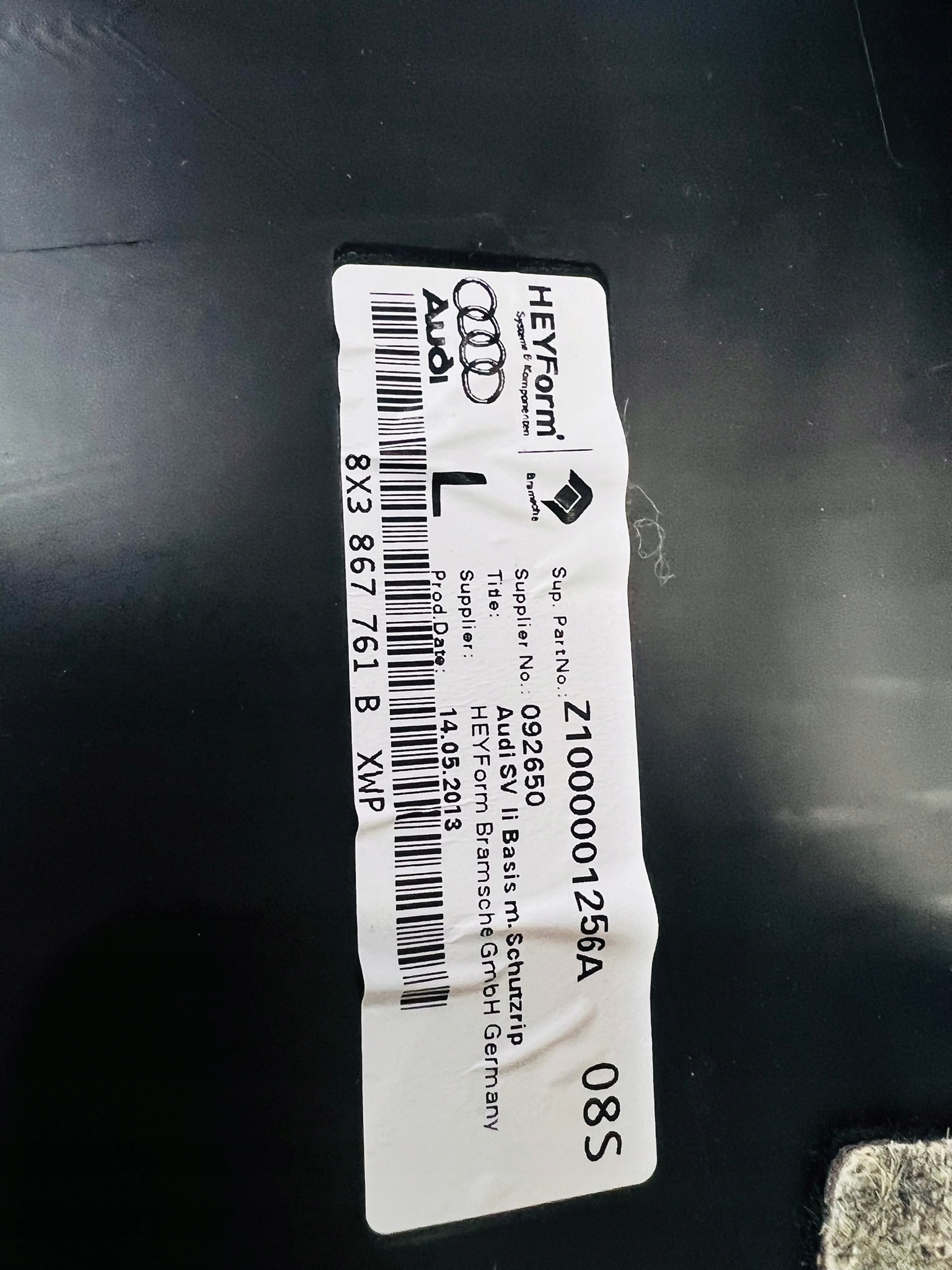 boot upholstery left AUDI A1 8X 3-door 8X3867761B
