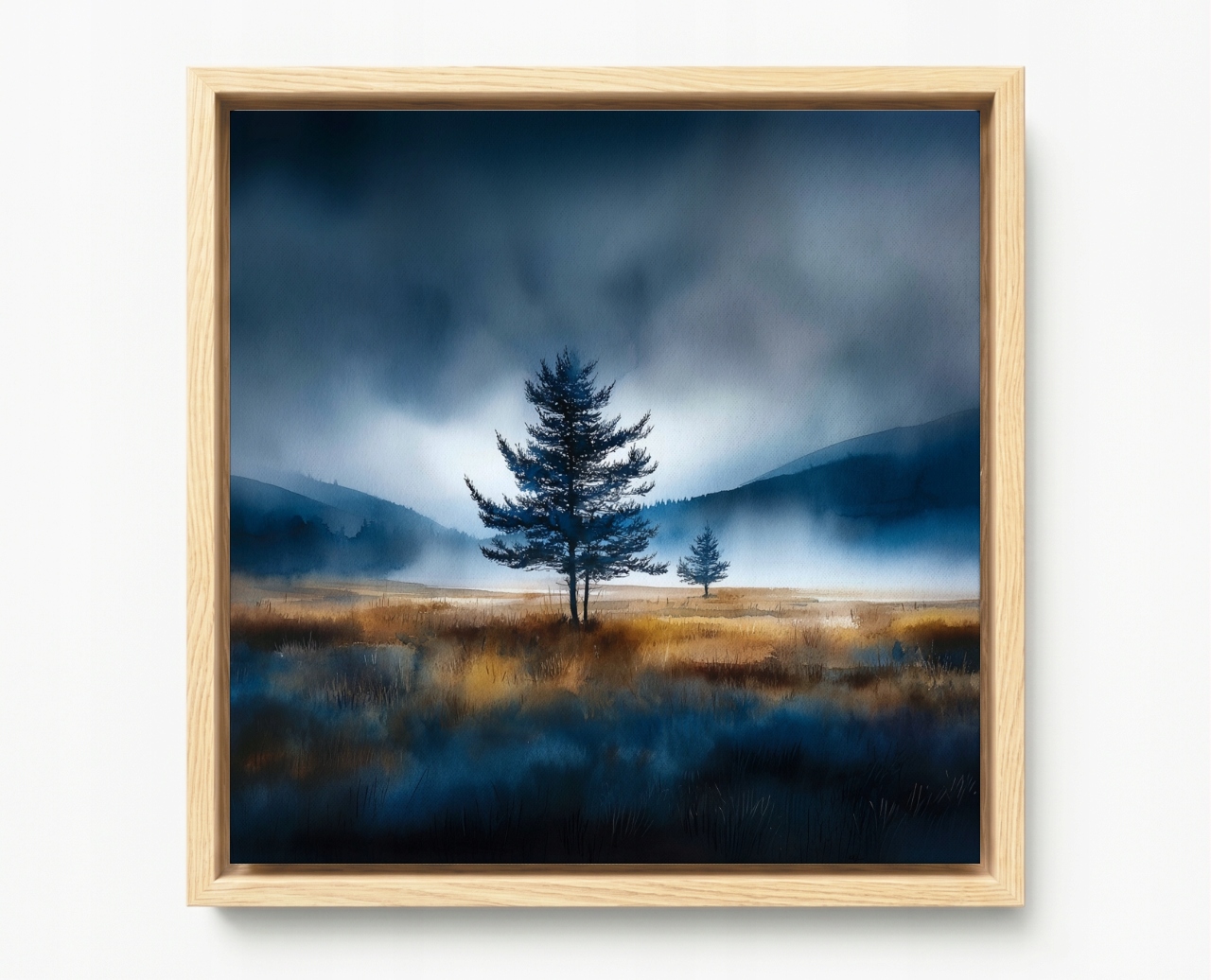 Obraz Rám Americký Box Osamělé Dřevo Horská Mlha Krajina Příroda 80x80