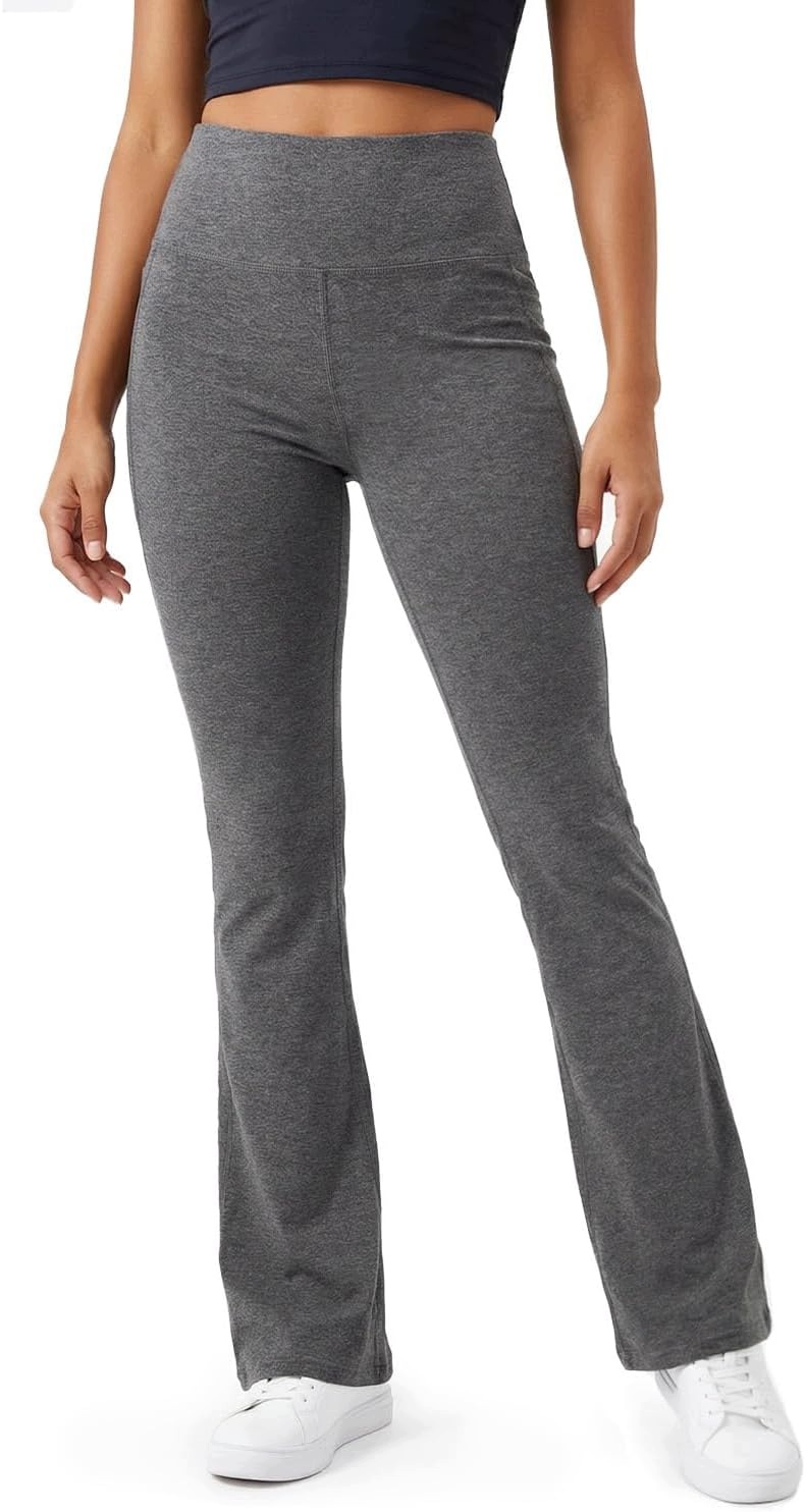 Damskie Legginsy Do Jogi Rozszerzane Bawełniane Extra Długie Szare XL