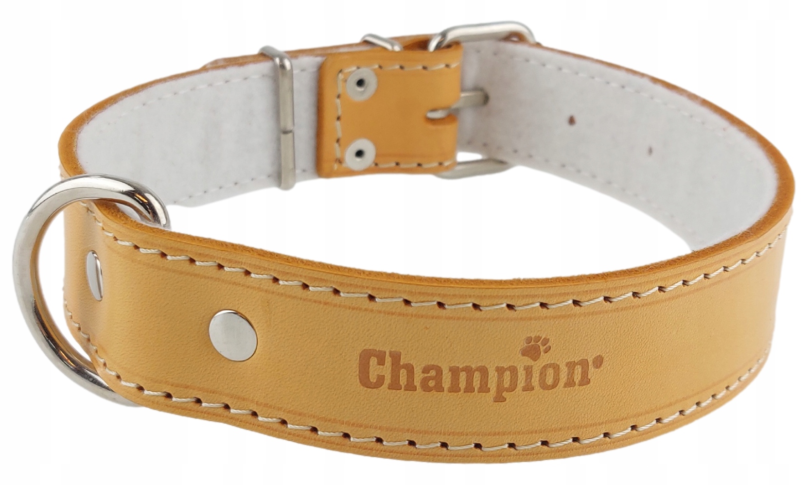 Obojek pro psa Lícová kůže Polský Výrobce Champion 60 cm/3,5 cm Orange