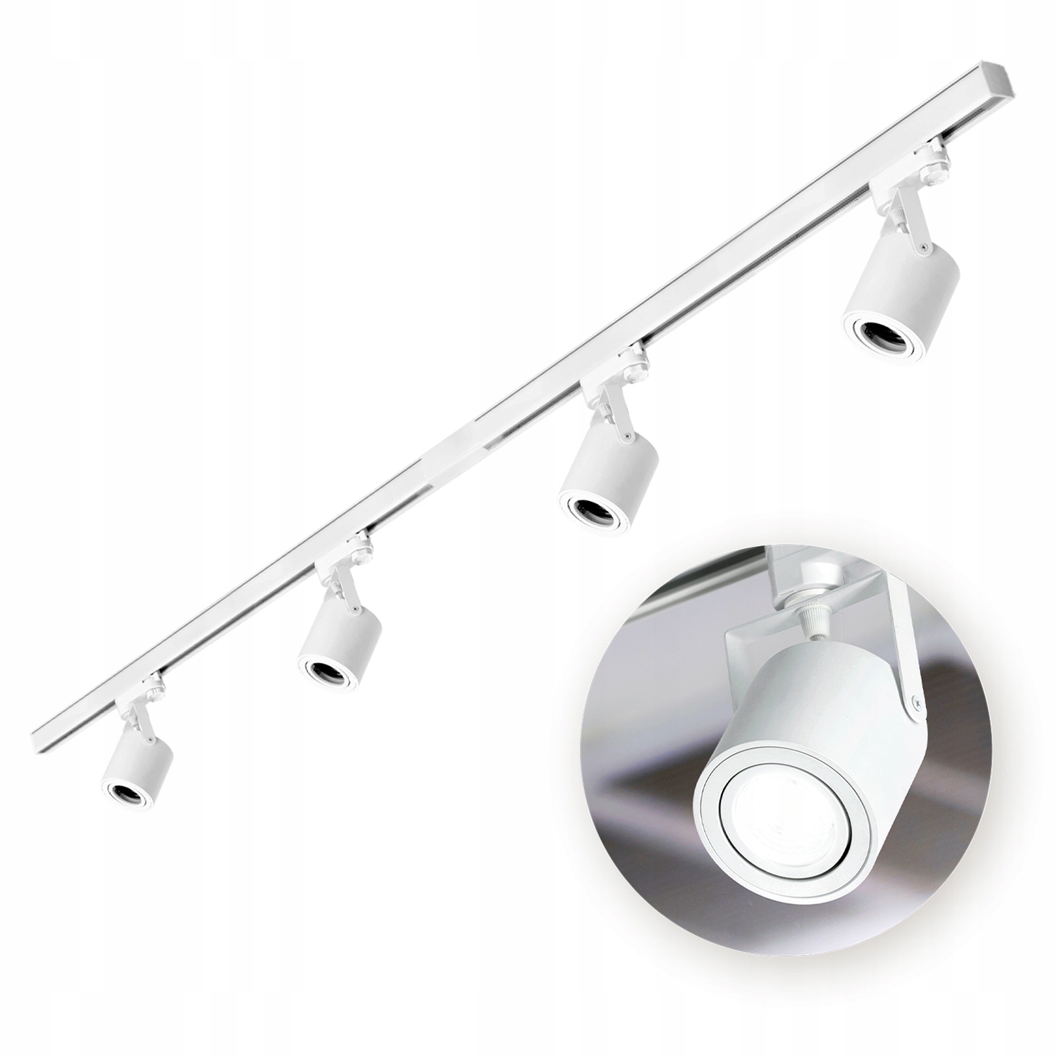 3-fázový kolejnicový systém 4x reflektor 2x kolejnice 1 m spojka a sada Bílá