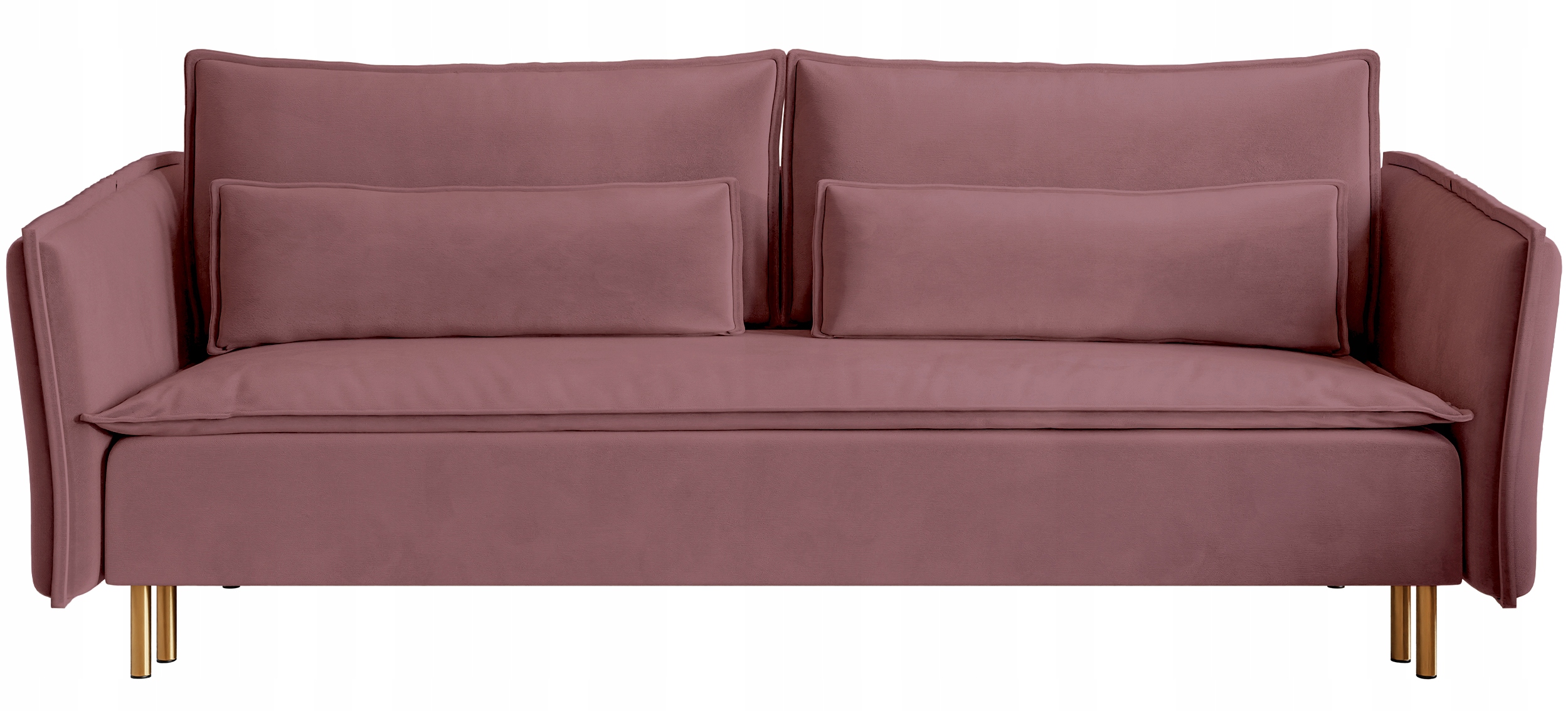 Rozkládací pohovka Ummo s úložným prostorem růžová velur nohy zlaté