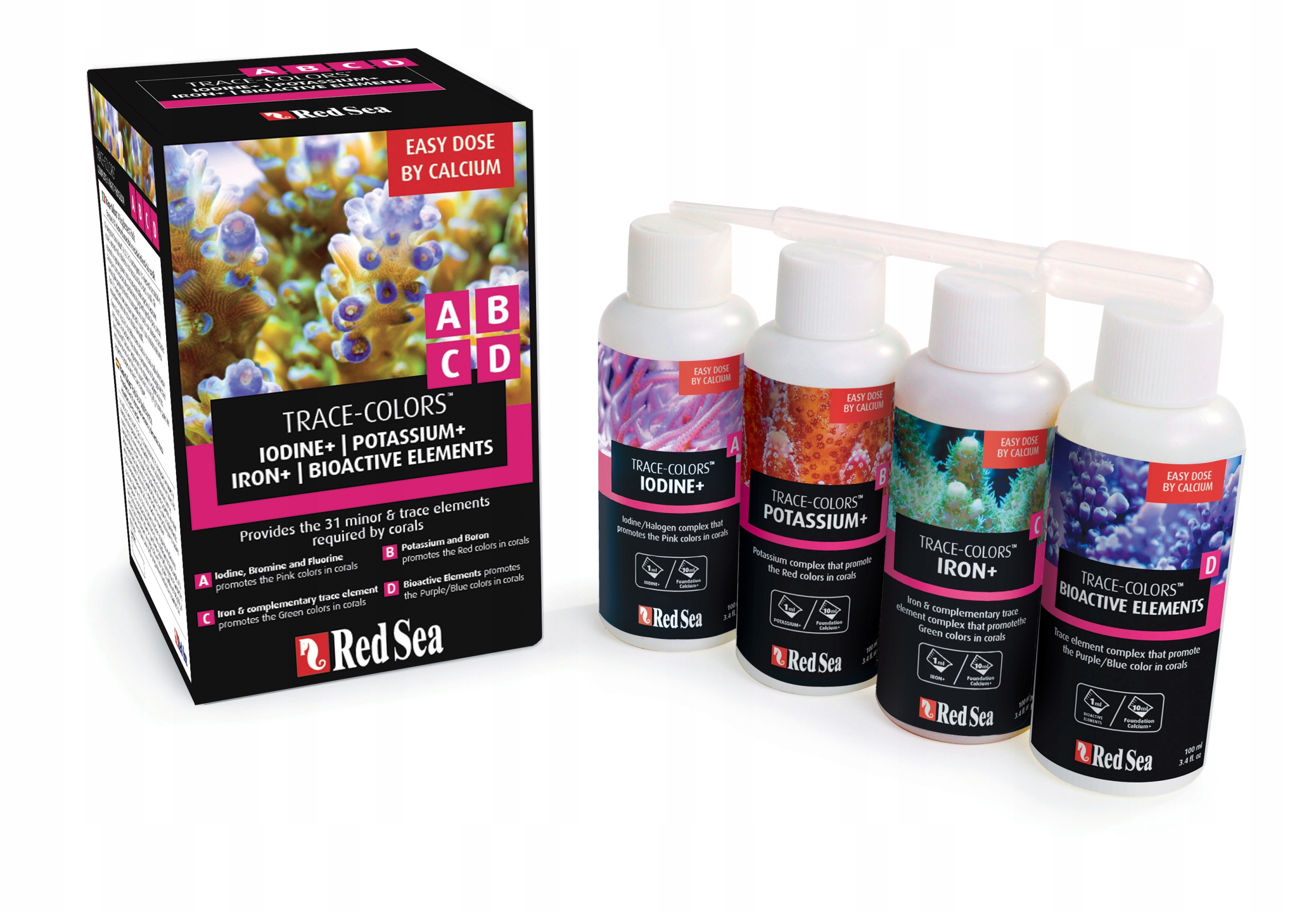 Levně Red Sea Trace Colors Abcd 4X100 ML Sada Prvků Do Akvária