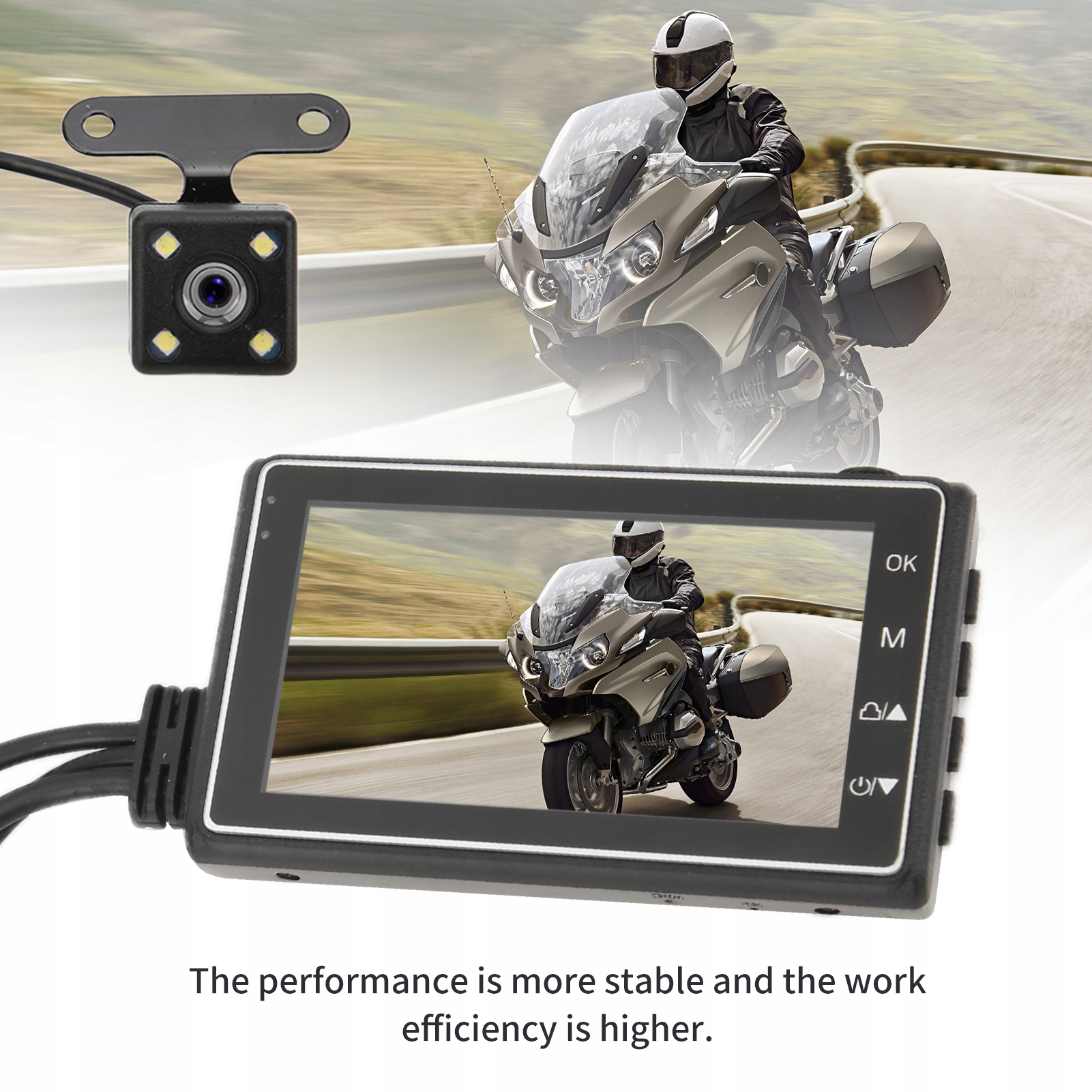 REJESTRATOR MOTOCYKLOWY 1080P+720P Z PRZEDNIĄ I TYLNĄ KAMERĄ 12-24 V Marka bez marki