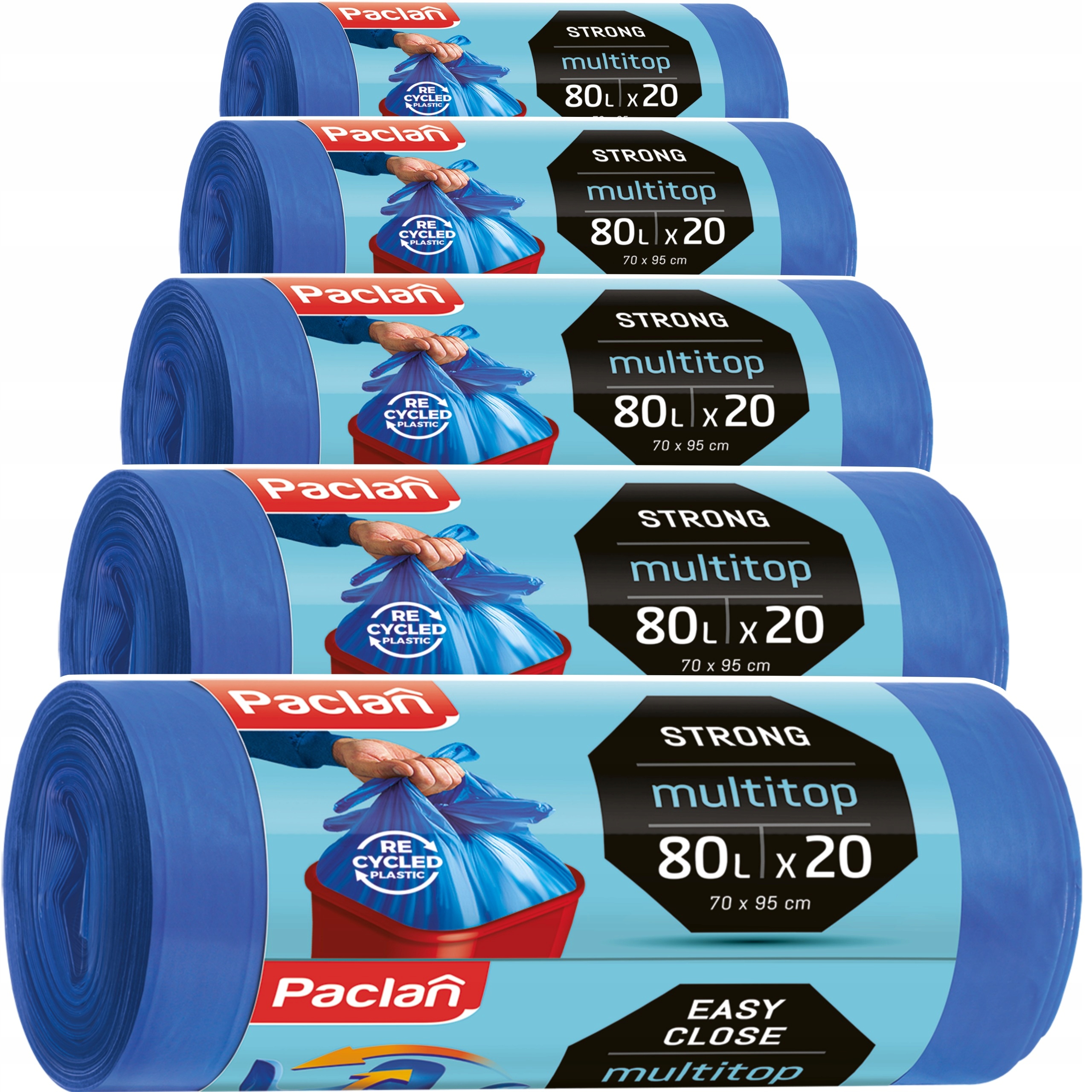 

Worki Na Smieci Multitop 80L 100szt Paclan 5 rolek