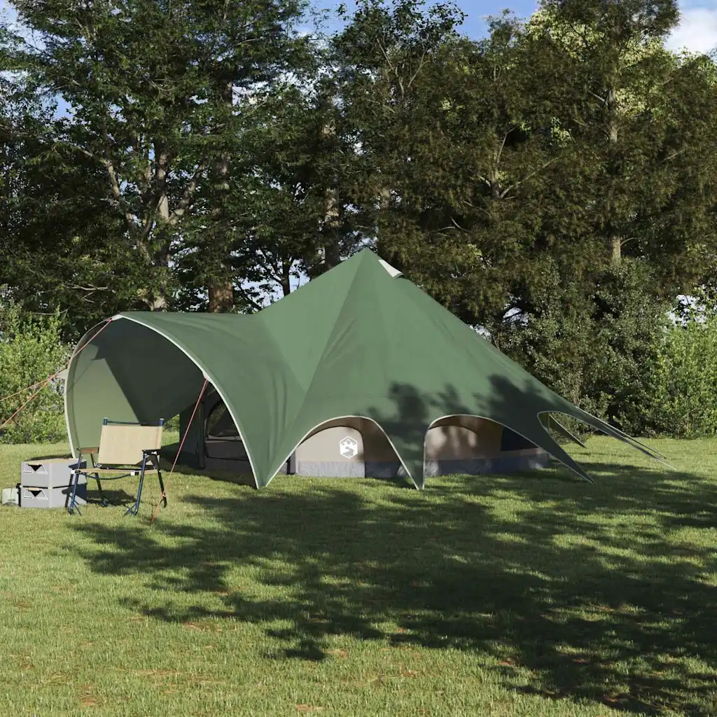 vidaXL Teepee stan pro 5 osob Zelená a šedá 600 x 600 x 347 cm