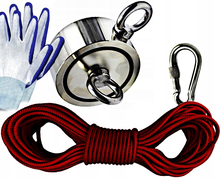 

Magnes Uchwyt neodymowy 140KG Do Poszukiwań Zestaw