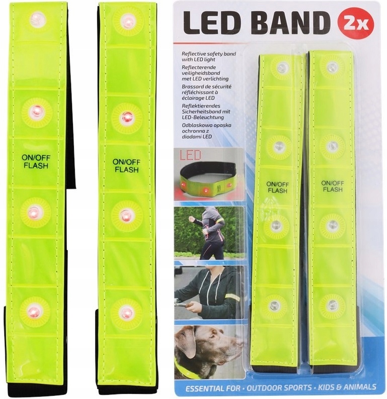 OPASKA TAŚMA ODBLASKOWA LED migająca na rzep 2x ŻÓŁTA rower bieganie Marka Mascot