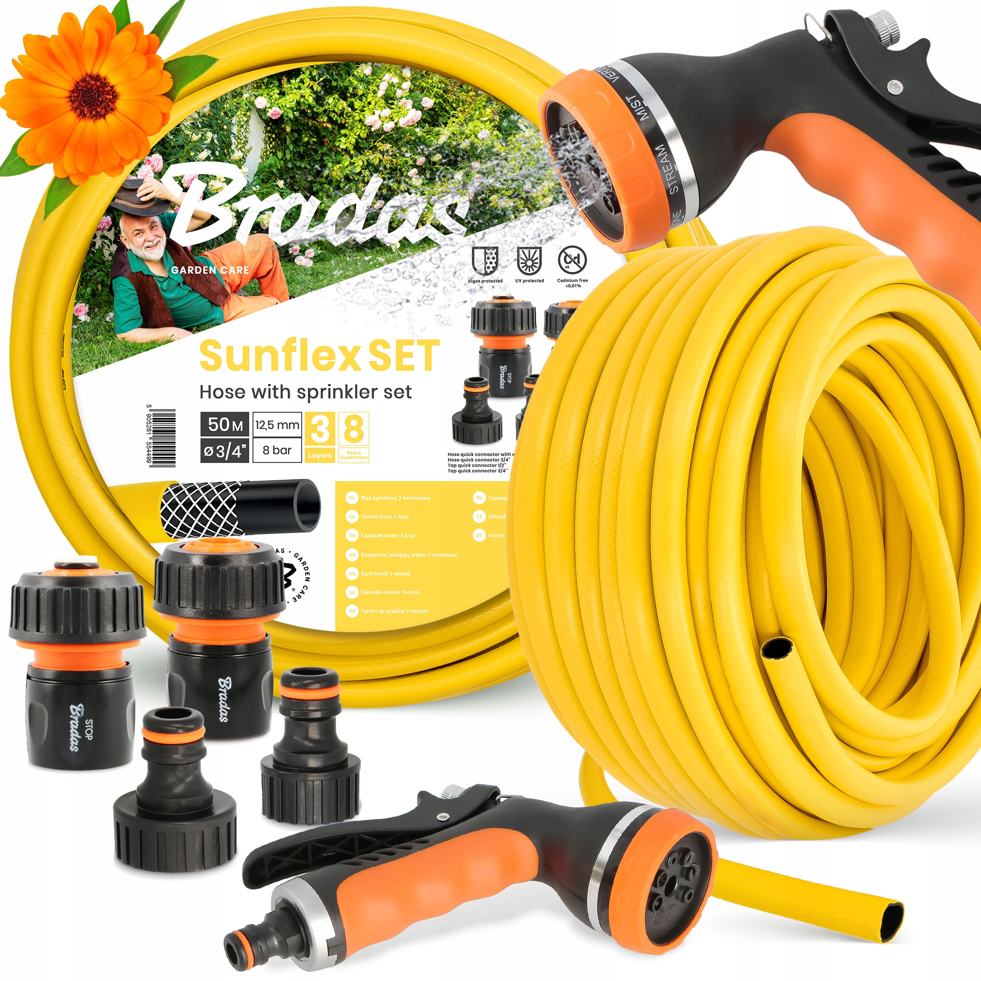 Záhradná Hadica 3/4 Zvinovacia Voda Flexibilná Zalievanie 50 m Šlauf 3-VRSTVOVÁ Yo