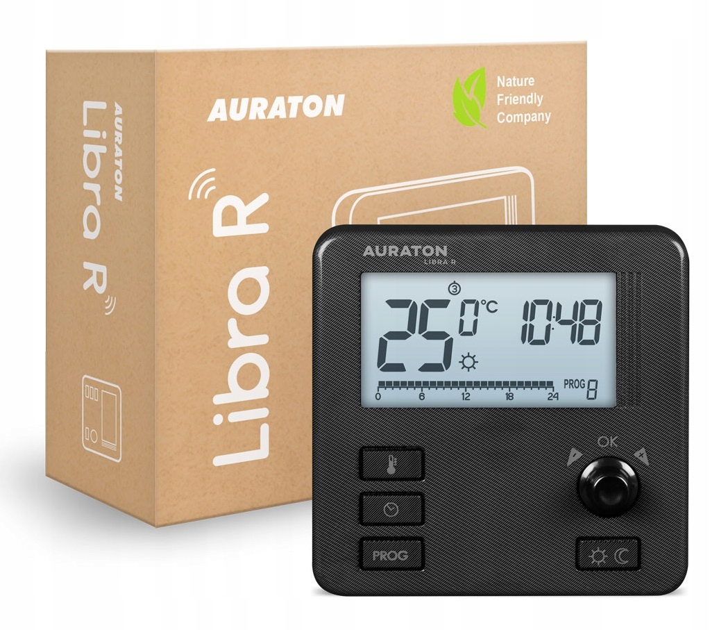 Auraton Libra R Černý Týdenní Bezdrátový Termostatický Regulátor