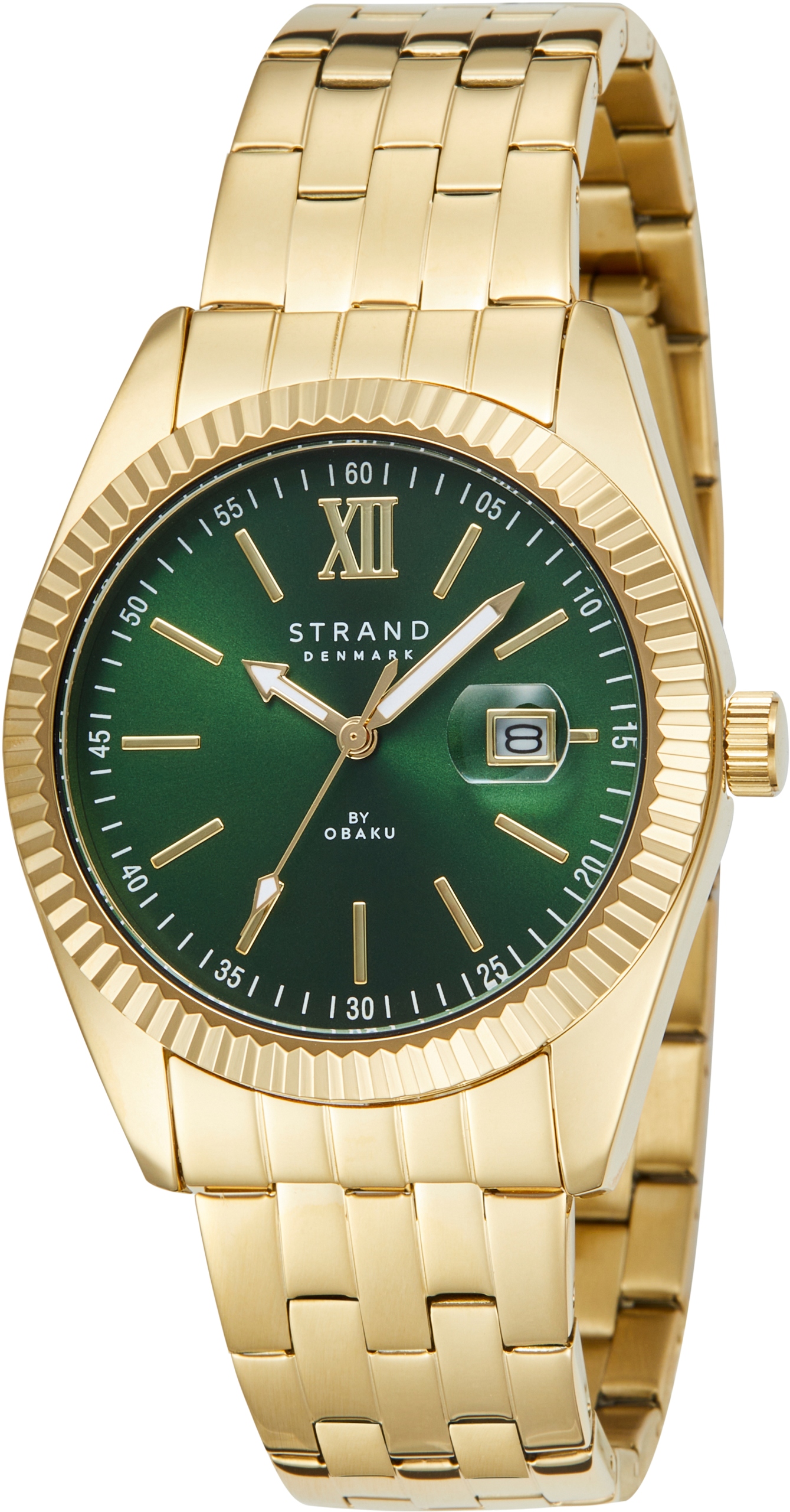 Nový originální Pánské hodinky Strand by Obaku S721GDGESG-DM zlatý, datace