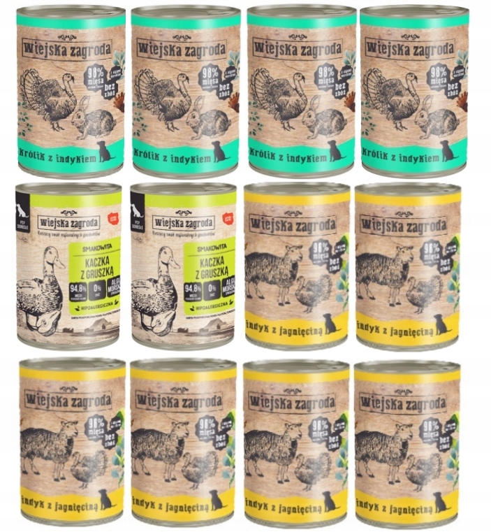 Wiejska Zagroda Karma Mokra MIX Smaków 12x400G