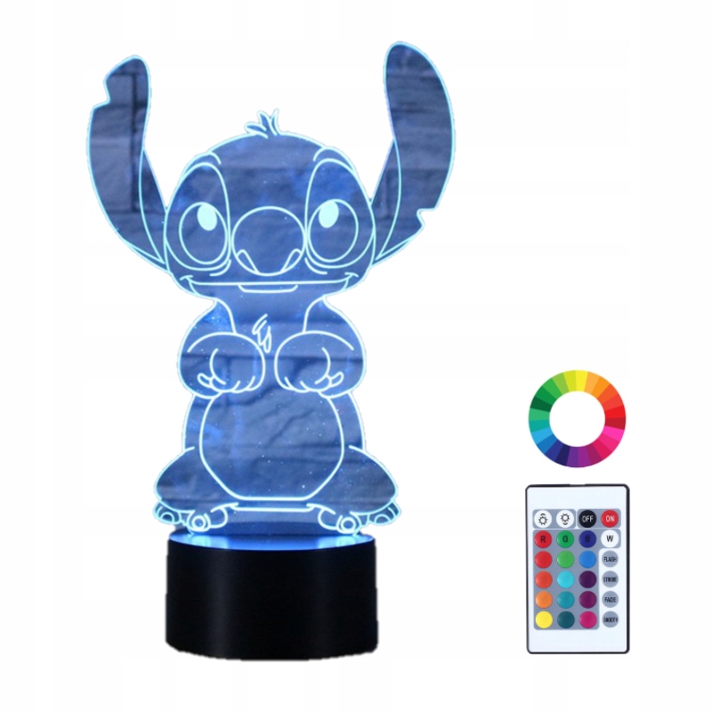 

Lampka Nocna Lilo i Stich 3D Led Imię Grawer