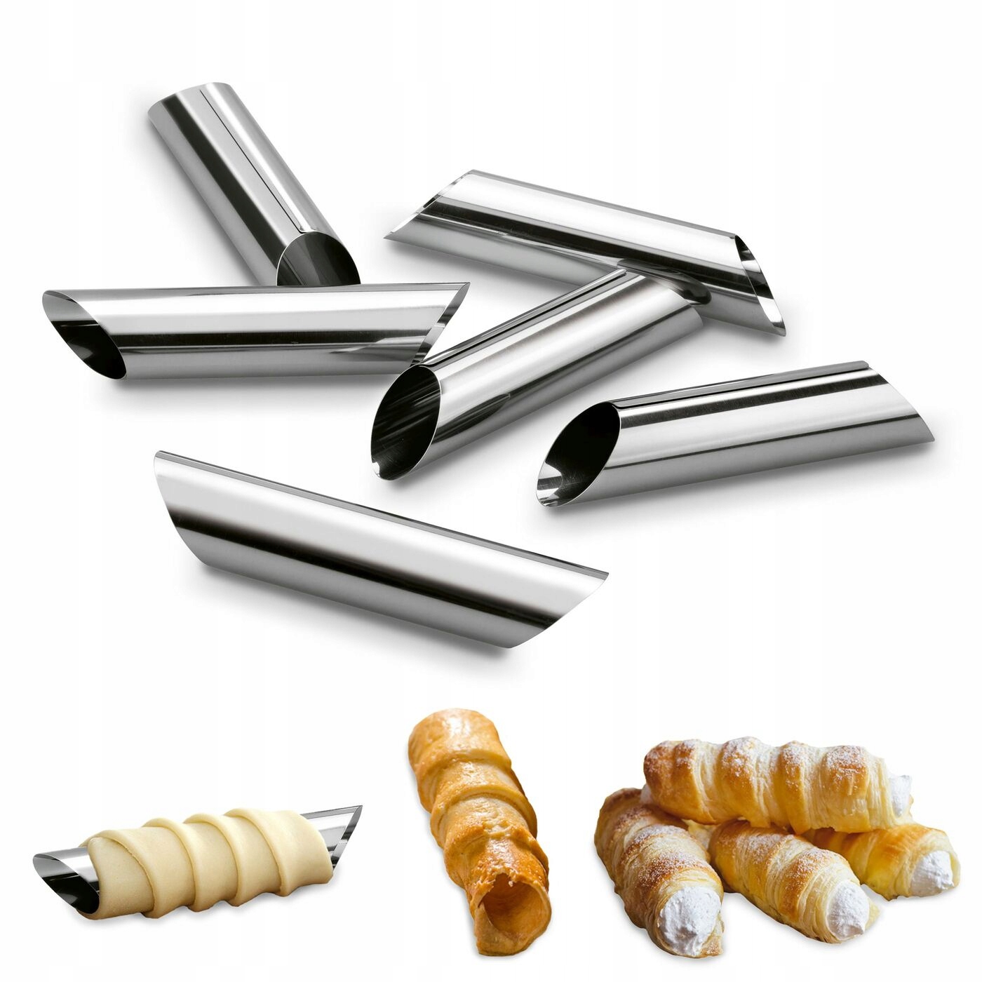 

Zestaw metalowe Foremki Do Rurek 6szt 12,5x2,5cm