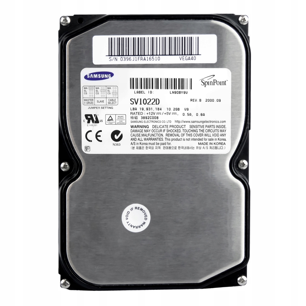 Samsung SpinPoint V10200 10.2GB 5.4K Ata 3.5" SV1022D Pevný disk