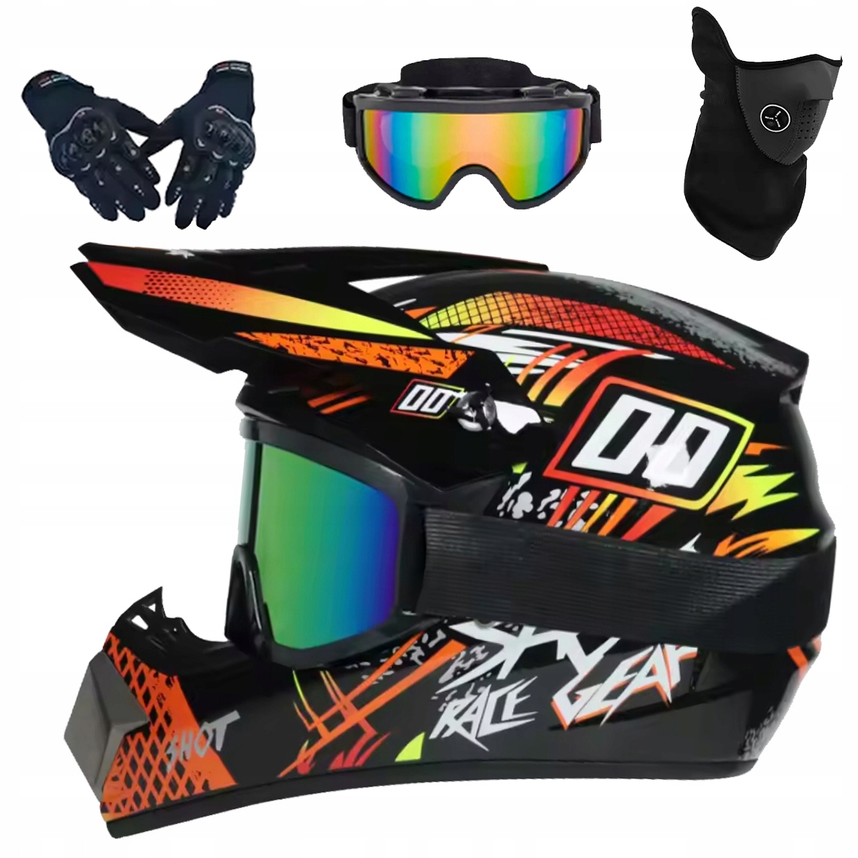 Helma Na Elektrickou Koloběžku Cross Enduro Quad Bmx Helma Brýle Rukavice M