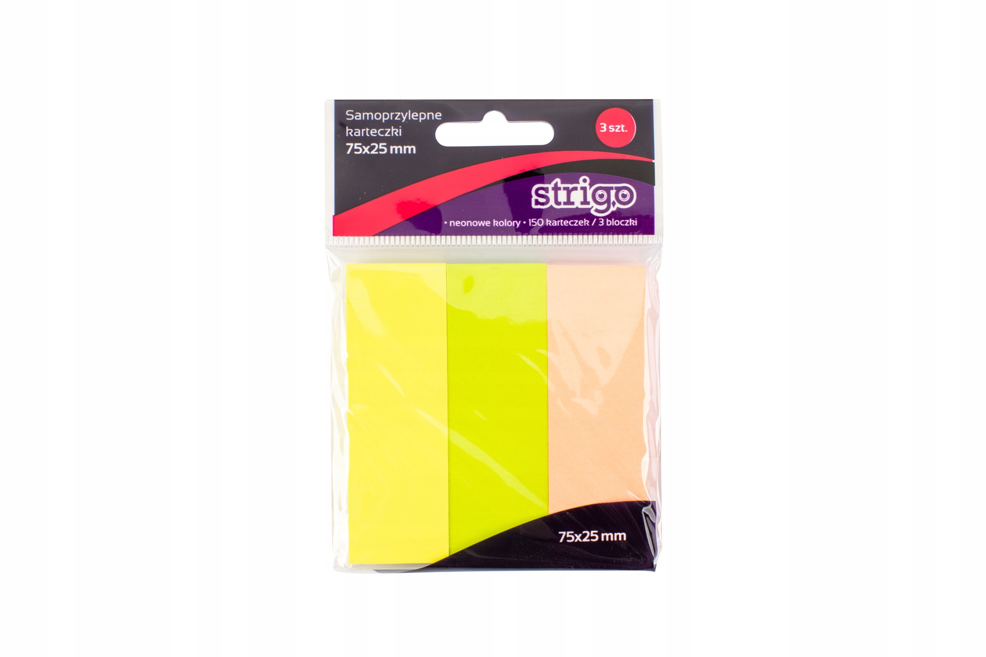 

Karteczki samoprzylepne Strigo 75x25mm neon 150k