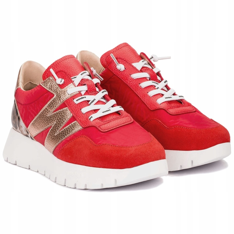 Dámské tenisky Wonders A-24100 Trend V Flame Nylon Fog Rojo Kůže Vel. 38