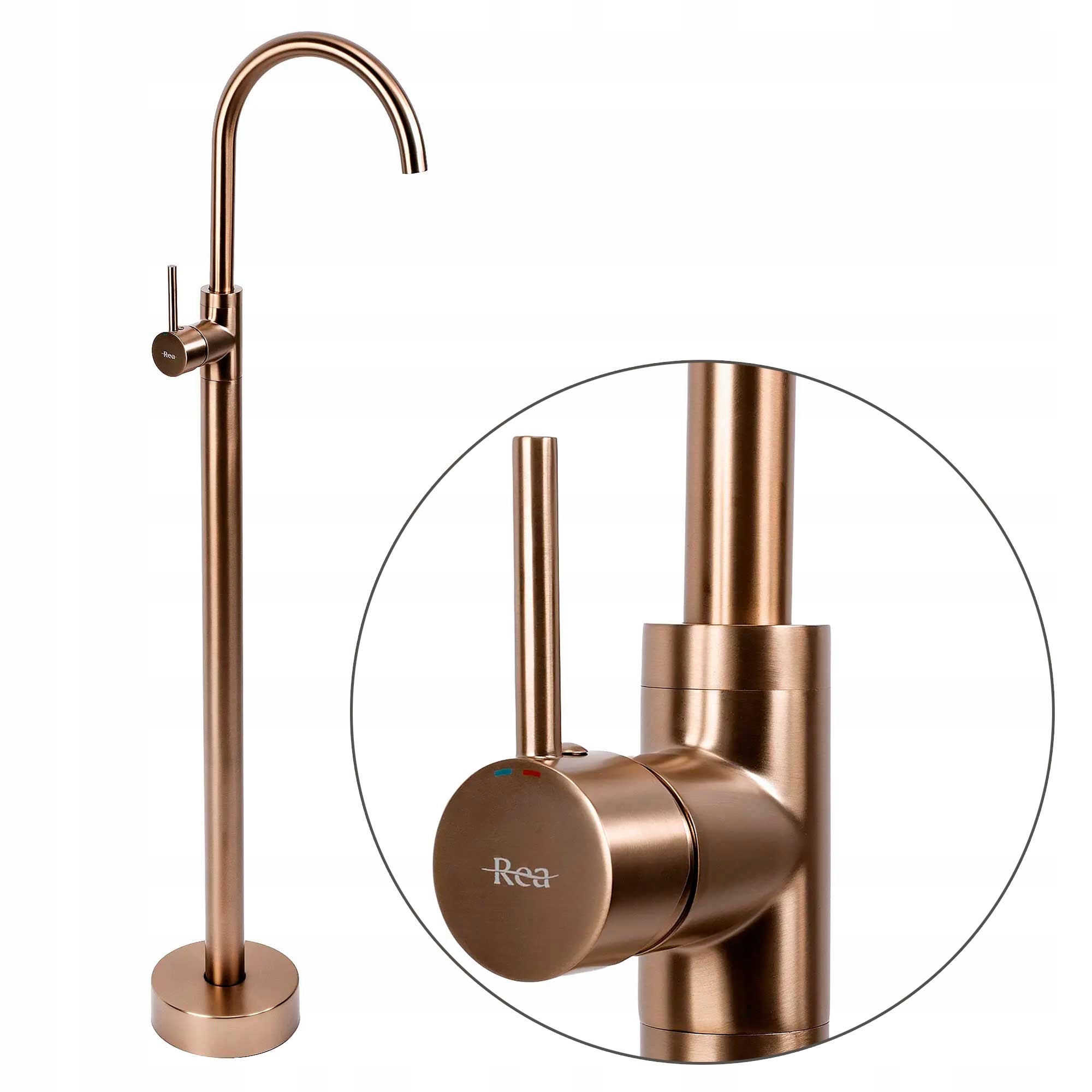 Podlahová umývadlová batéria Meď brúsená Lugno Pohyblivá Vysoká 107,5