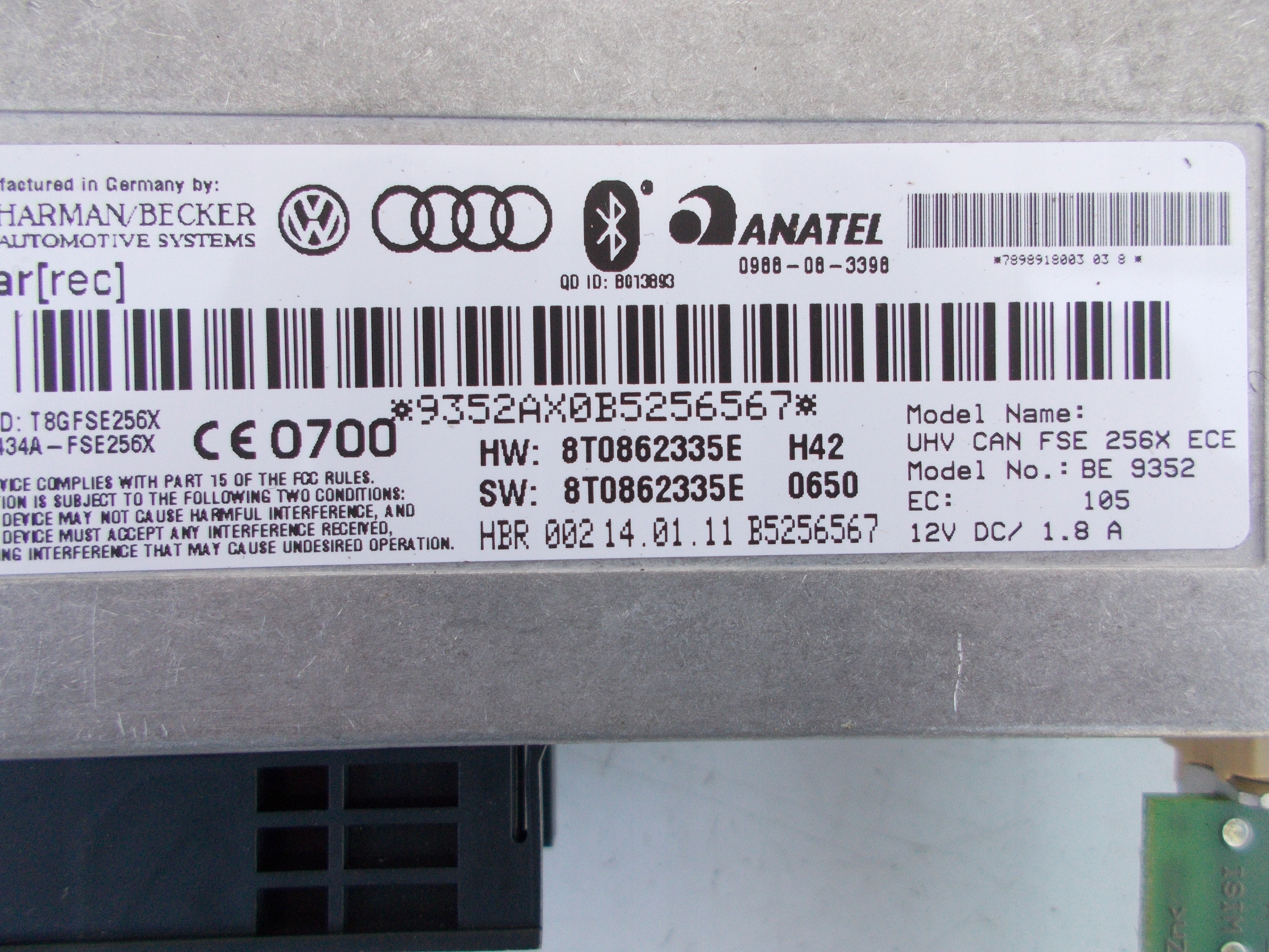 Moduł bluetooth Audi A4 B8 A5 8T 8T0862335E Numer katalogowy części modułBLUEtooth 8T0862335E