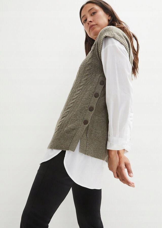 BONPRIX SWETER CIĄŻOWY __40 Kolor zielony