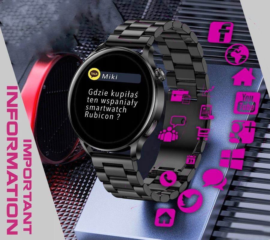 SMARTWATCH RUBICON RNCE81 PULS GŁOŚNIK MIKROFON Materiał koperty aluminium