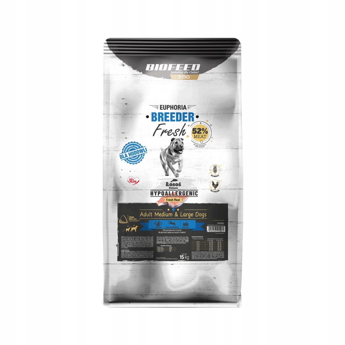 BioFeed Breeder Fresh Hypoallergenic Adult M/L Łosoś 15kg