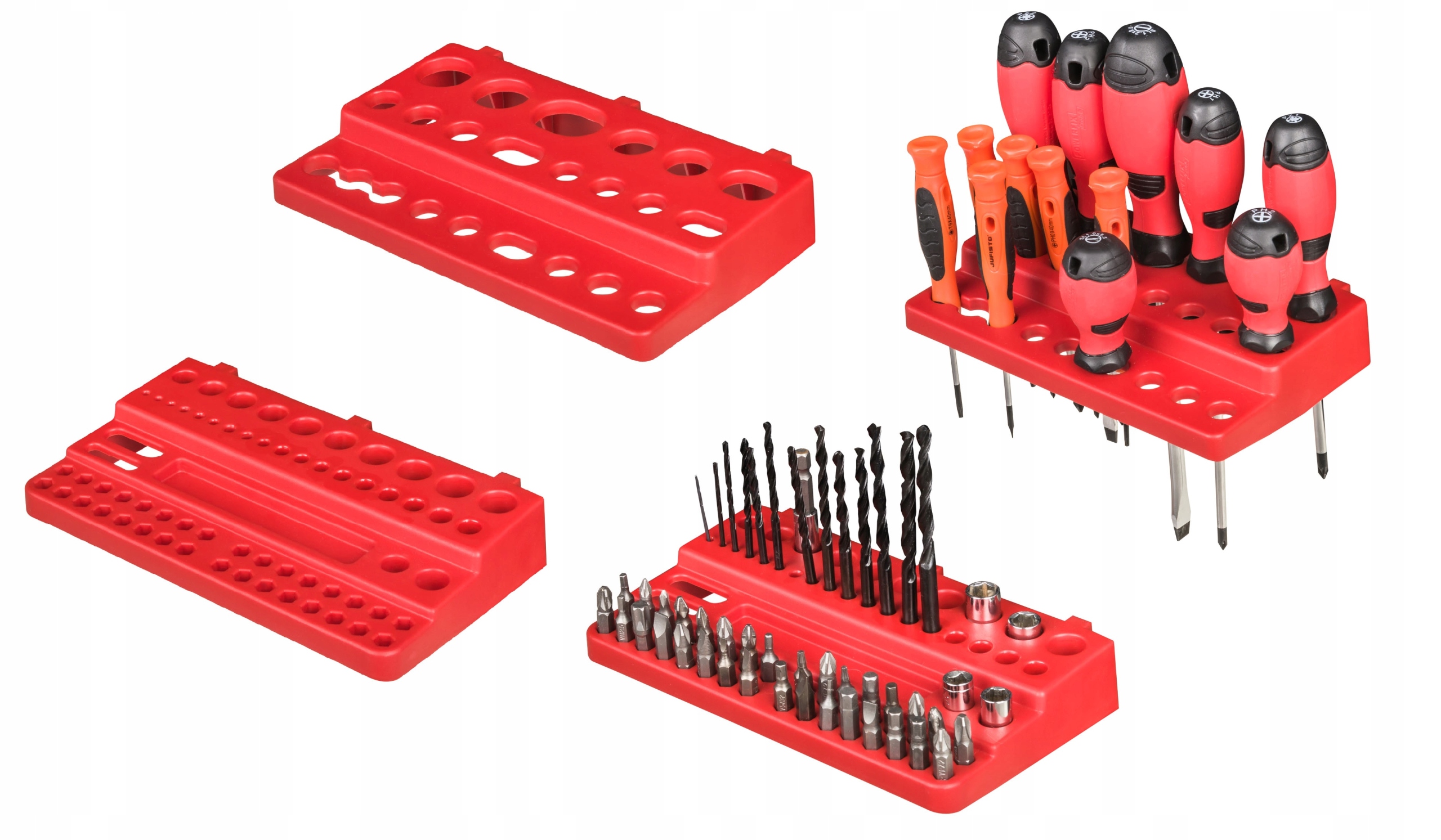Tablica Ścianka Narzędziowa XXL + 84 pojemników Kolor czerwony