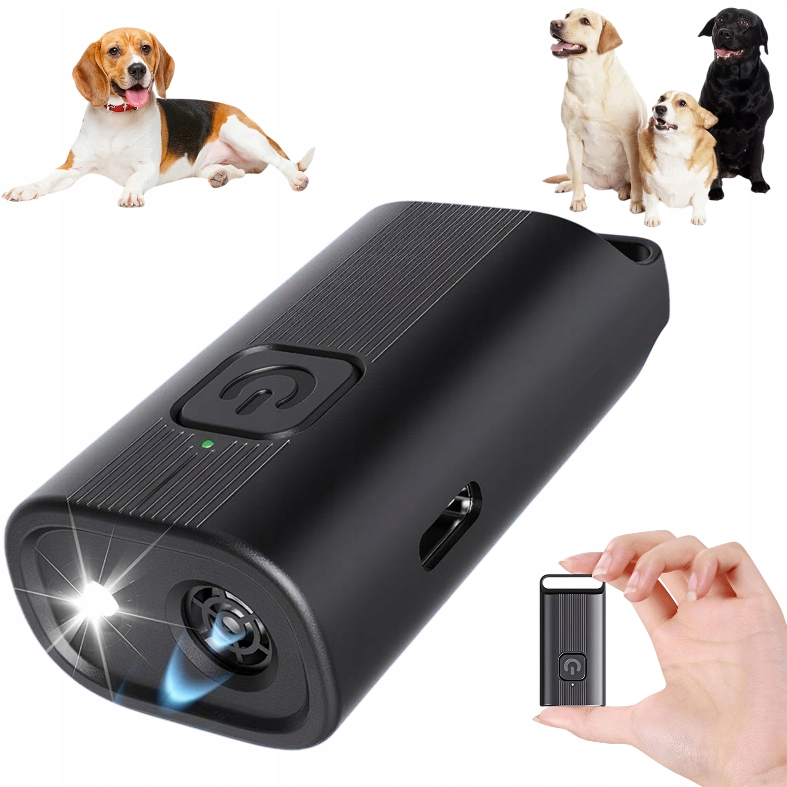 Levně 3V1 Ultrazvukový Odpuzovač Psů Led Nabíjecí Trenér S Dosahem 15 Metrů, Černý
