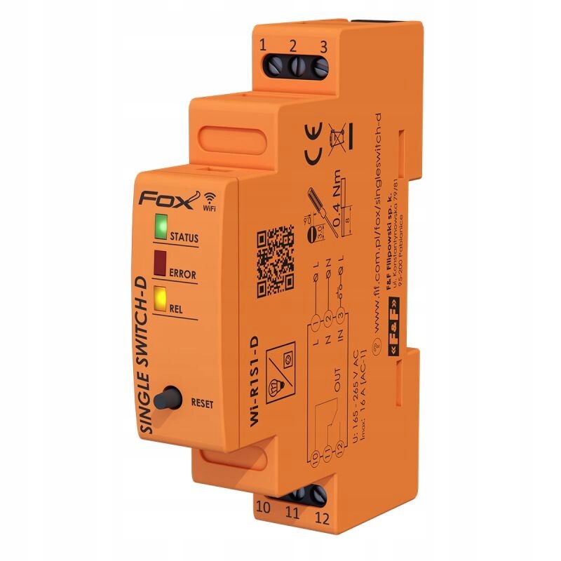 1-kanálový relé Fox Single Switch-d Wi-Fi WI-R1S1-D