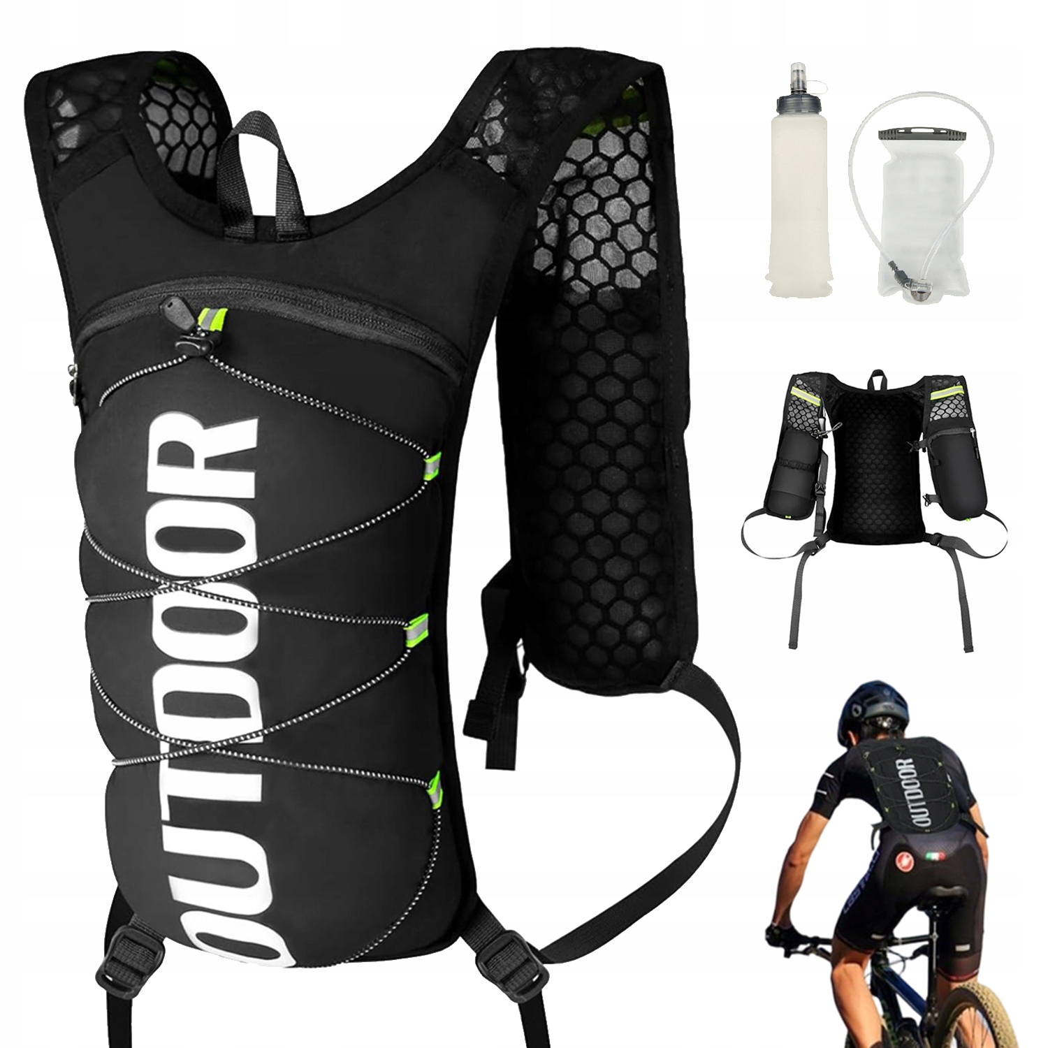 Plecak Rowerowy Biegowy Sportowy Turystyczny Trekkingowy 0.5L Bukłak 1.5L