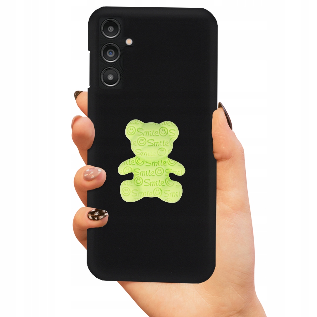 Matné Čierne Puzdro Pre Samsung A14 5G Zelený Medvedík