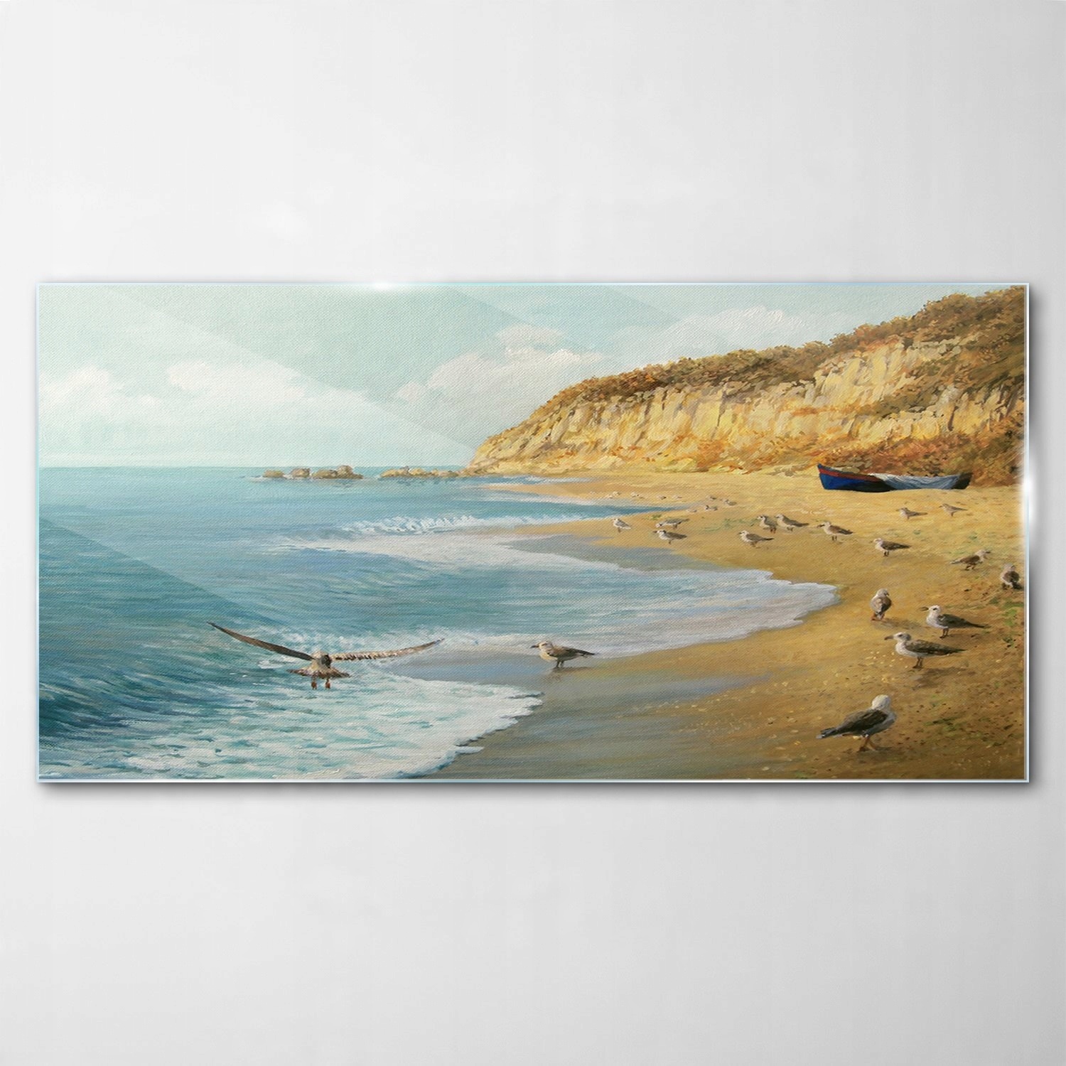 

Hartowany Obraz Szklany Ocean Plaża Mewy 120x60