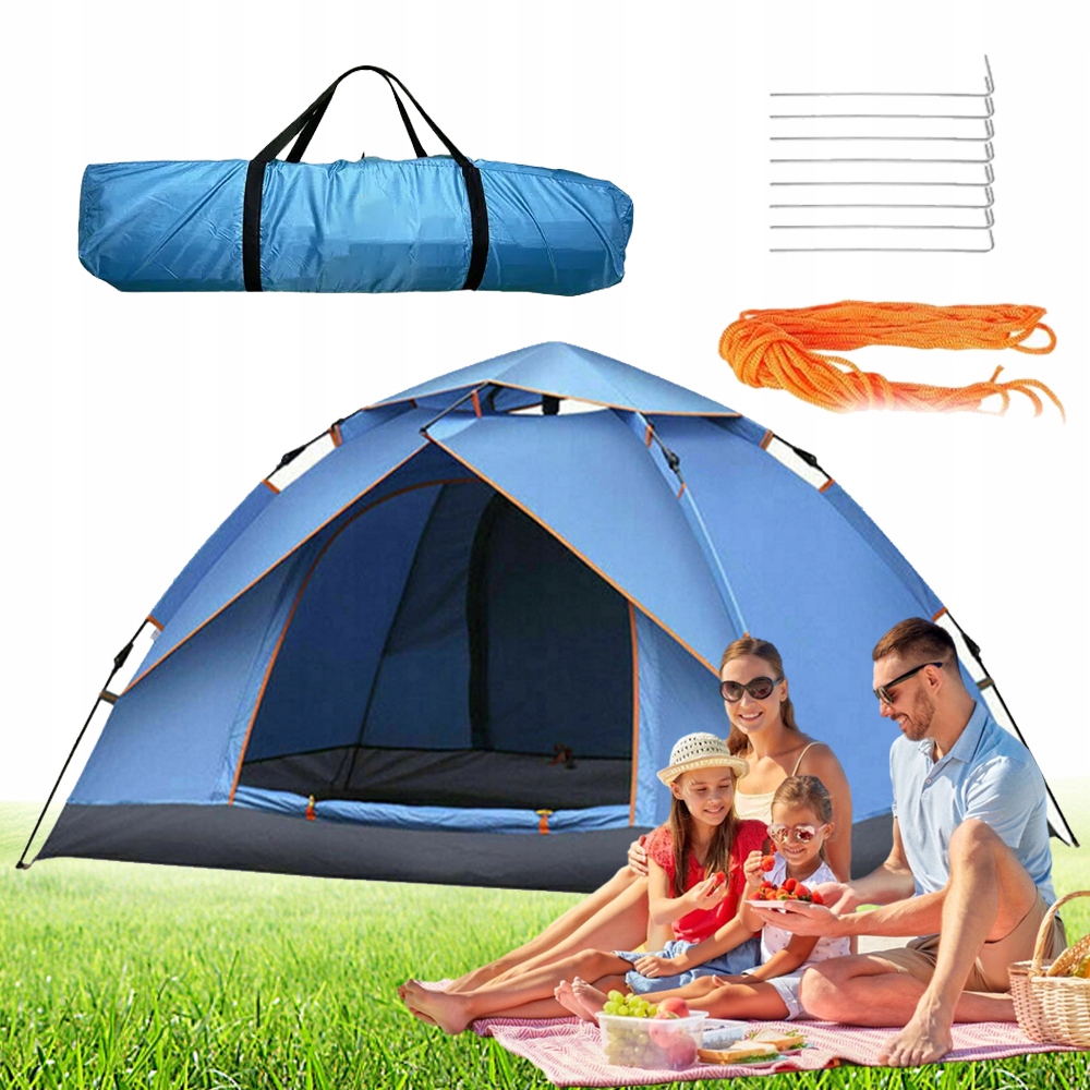 Namiot Automatyczny Dwudrzwiowy 3-4 Os Wentylacja Moskitiera Do Wycieczkowy