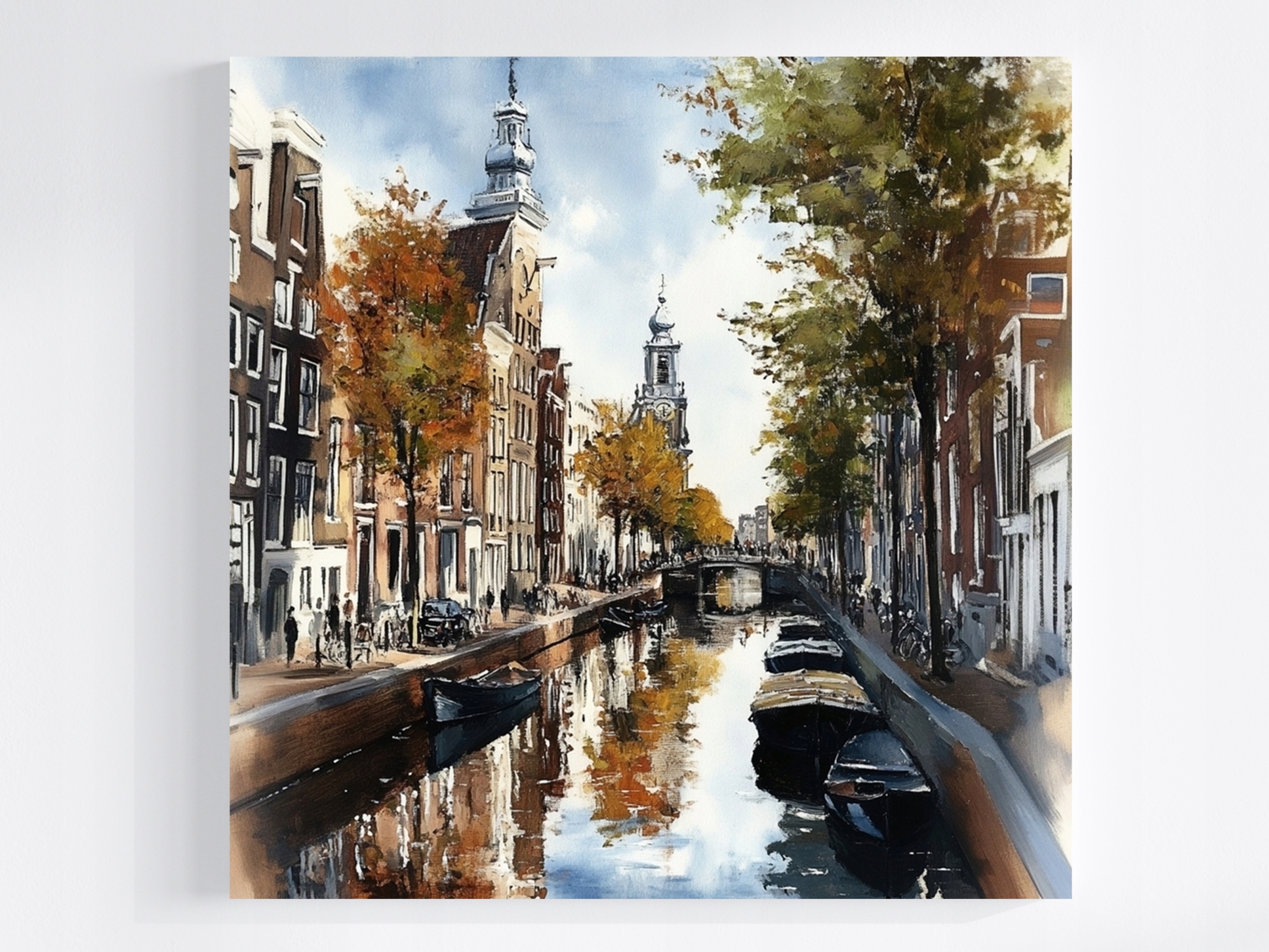 Obraz Na Plátně Canvas Krajina Město Nizozemsko Amsterdam Kanál Loďky 80x80