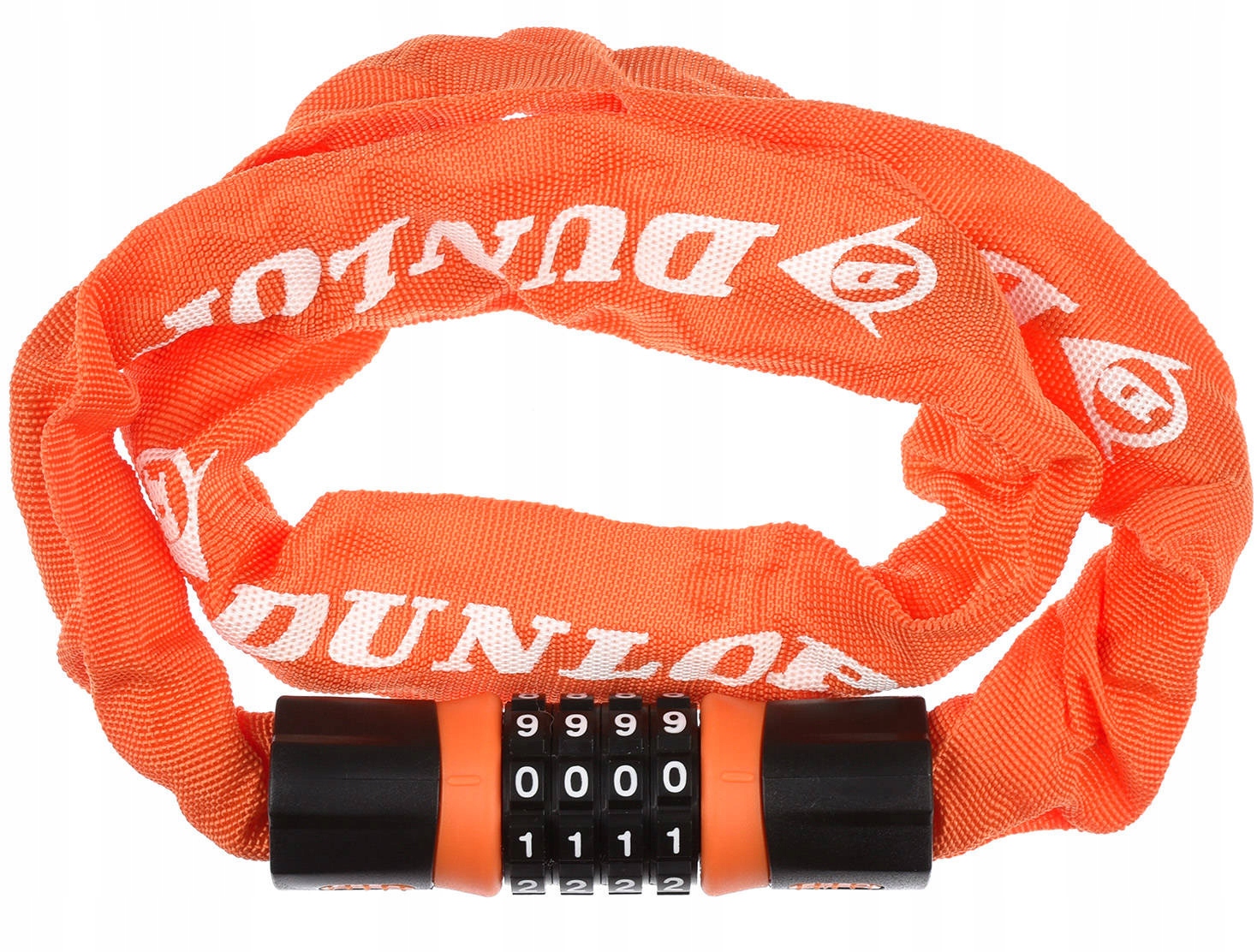 DUNLOP ZAPIĘCIE DO ROWERU BLOKADA NA SZYFR ŁAŃCUCH LINKA 90CM POMARAŃCZOWY