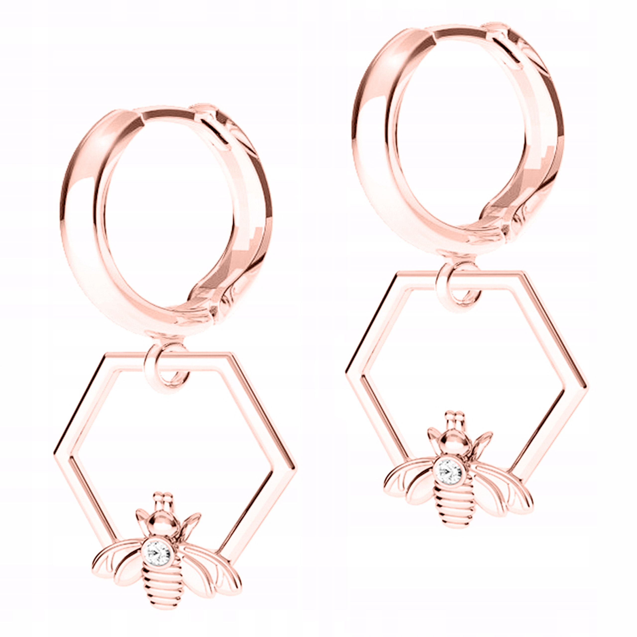 Náušnice Pozlacené včelky a medové plátky Včela Bee Med Stříbro 925