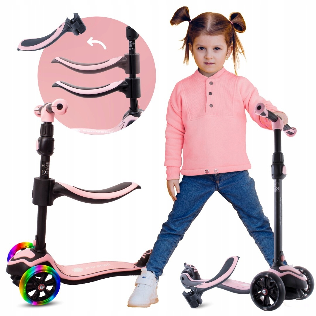 Hulajnoga dla dzieci trójkołowa balansowa Flash 3w1 Led 50 kg regulacja