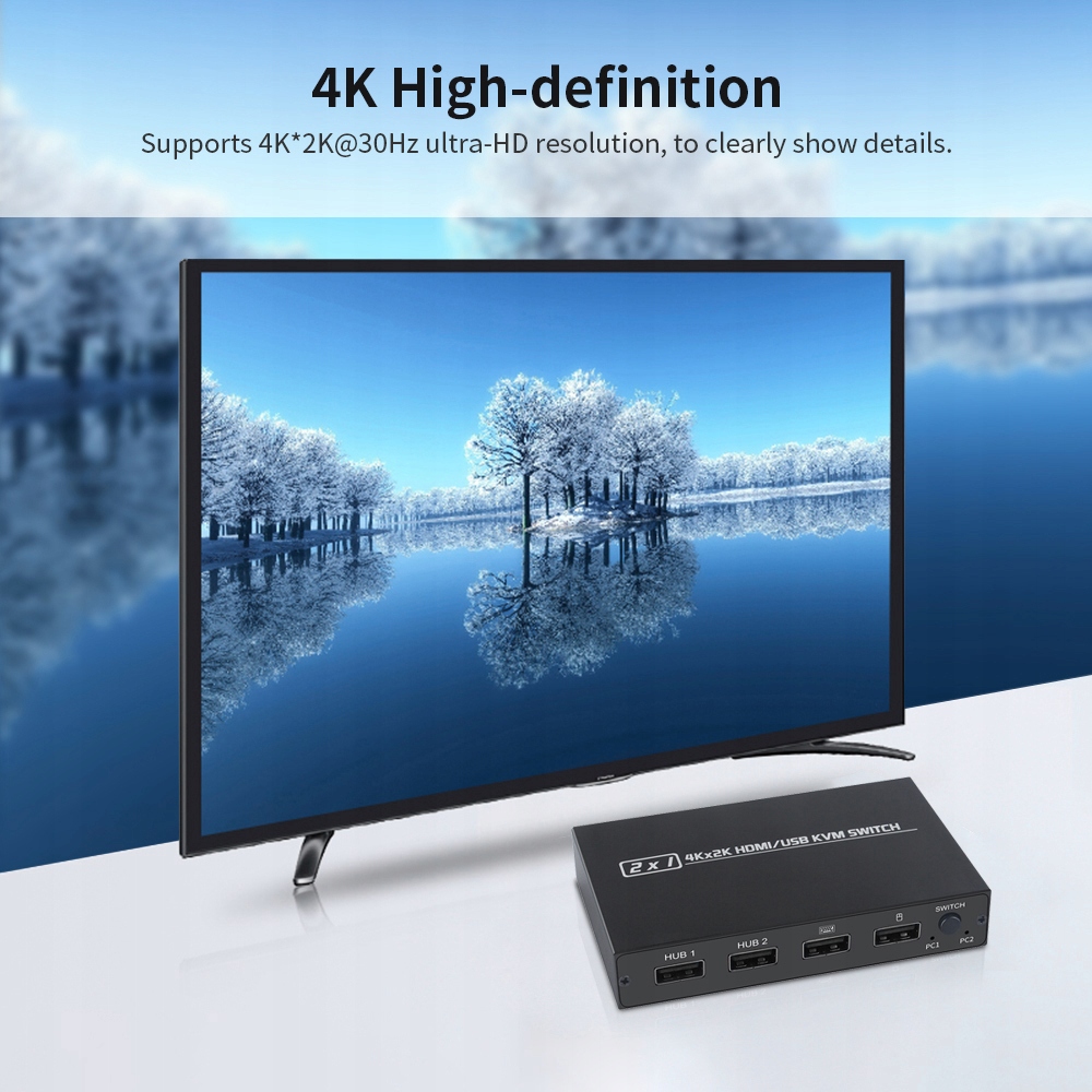 Aimos Am-kvm 201cl 2-in-1 Hdmi/usb Kvm Slive Wspania Hd 2K*4K 2 Hosty 5U