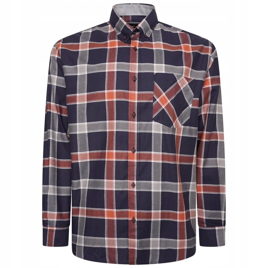 Velká pánská košile v modré barvě s mřížkou P038 Kam