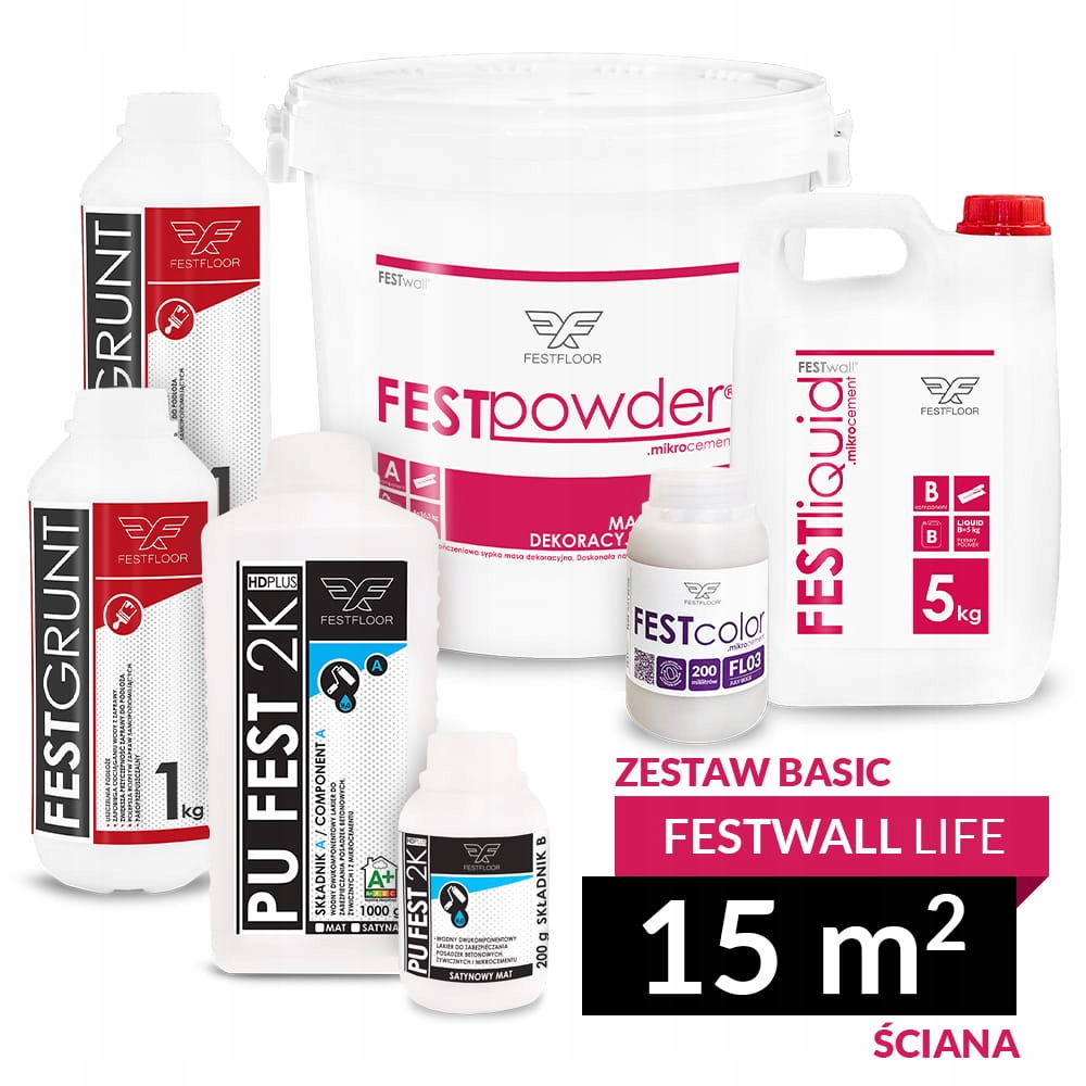 Festwall Life Basic mikrocement 15 m² – originální sada