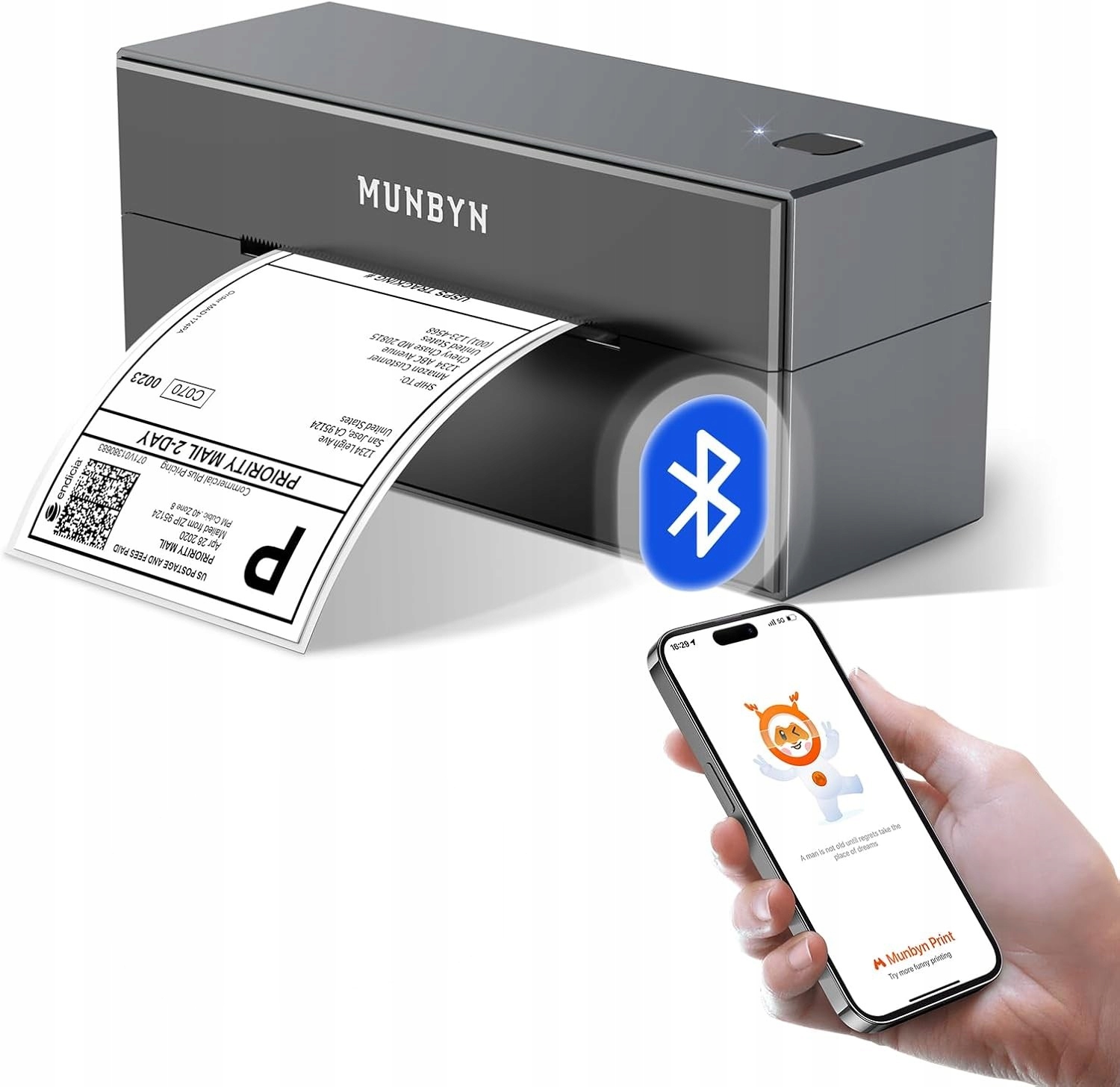 Termiczna Drukarka Etykiet Munbyn ITPP129B Usb Bluetooth