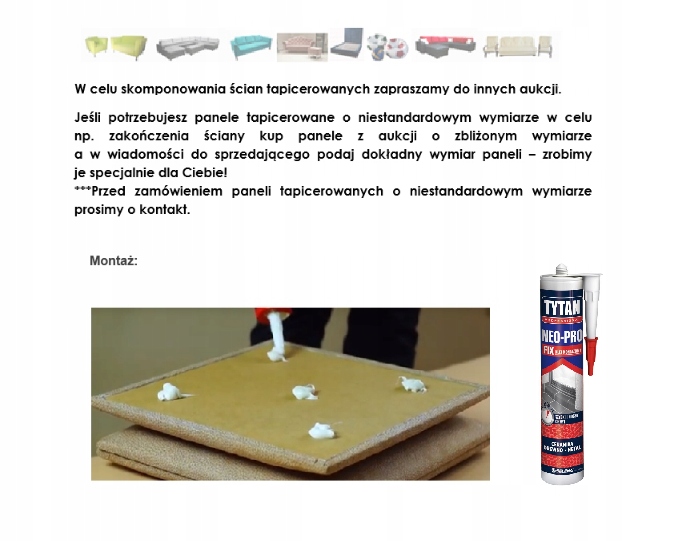 PANELE TAPICEROWANE WEZGŁOWIE ZAGŁÓWEK 30cm x 70cm Kod producenta 3070