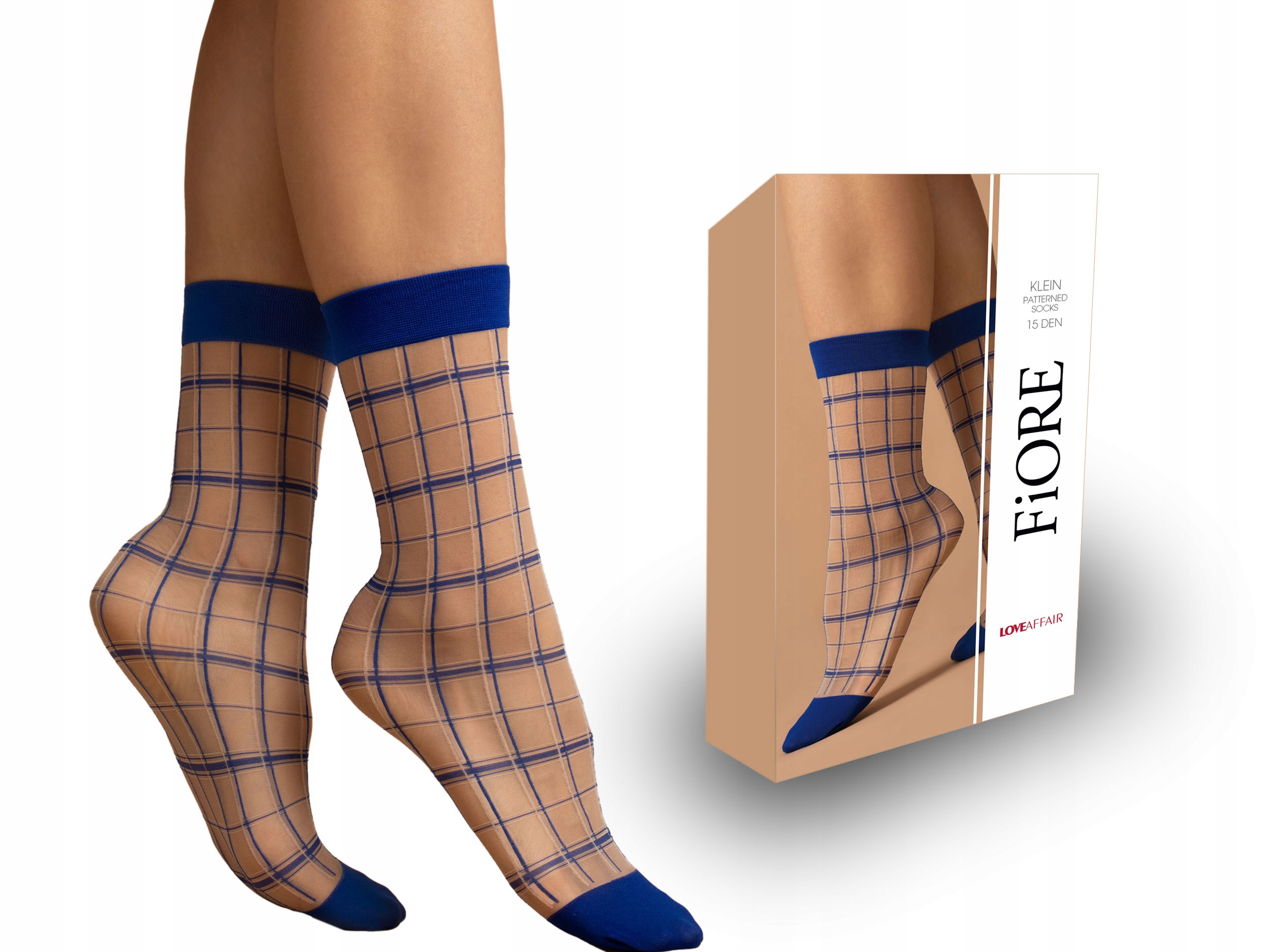 

Fiore skarpetki Klein 15den w kratkę cobalt/poudre