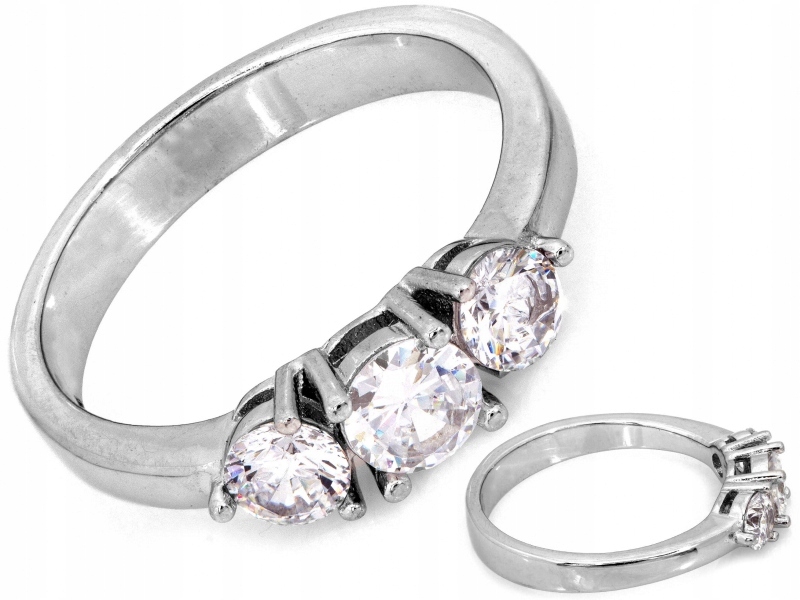 Elegantní prstýnek 925 se třemi zirkony r16 dárek 2.90 g