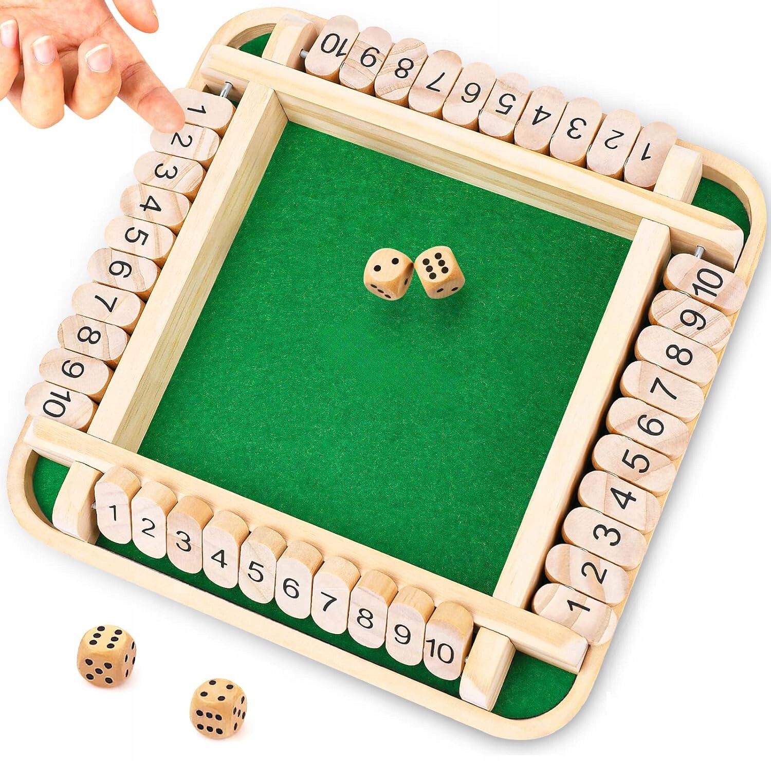 SHUT THE BOX ZAMKNIJ PUDEŁKO DREWNIANA GRA W KOŚCI PLANSZOWA RODZINNA