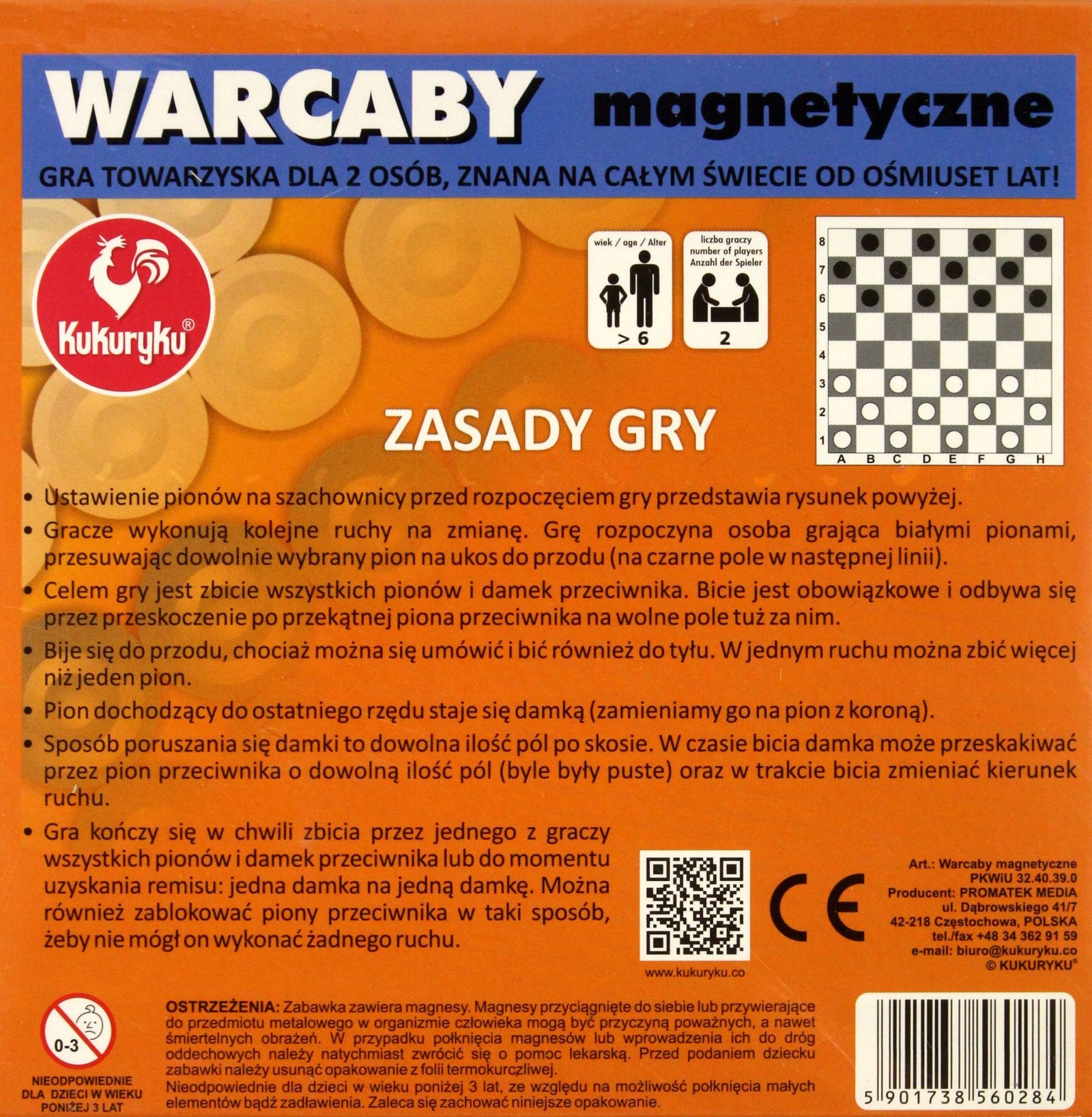 WARCABY MAGNETYCZNE [GRA] Stan opakowania oryginalne
