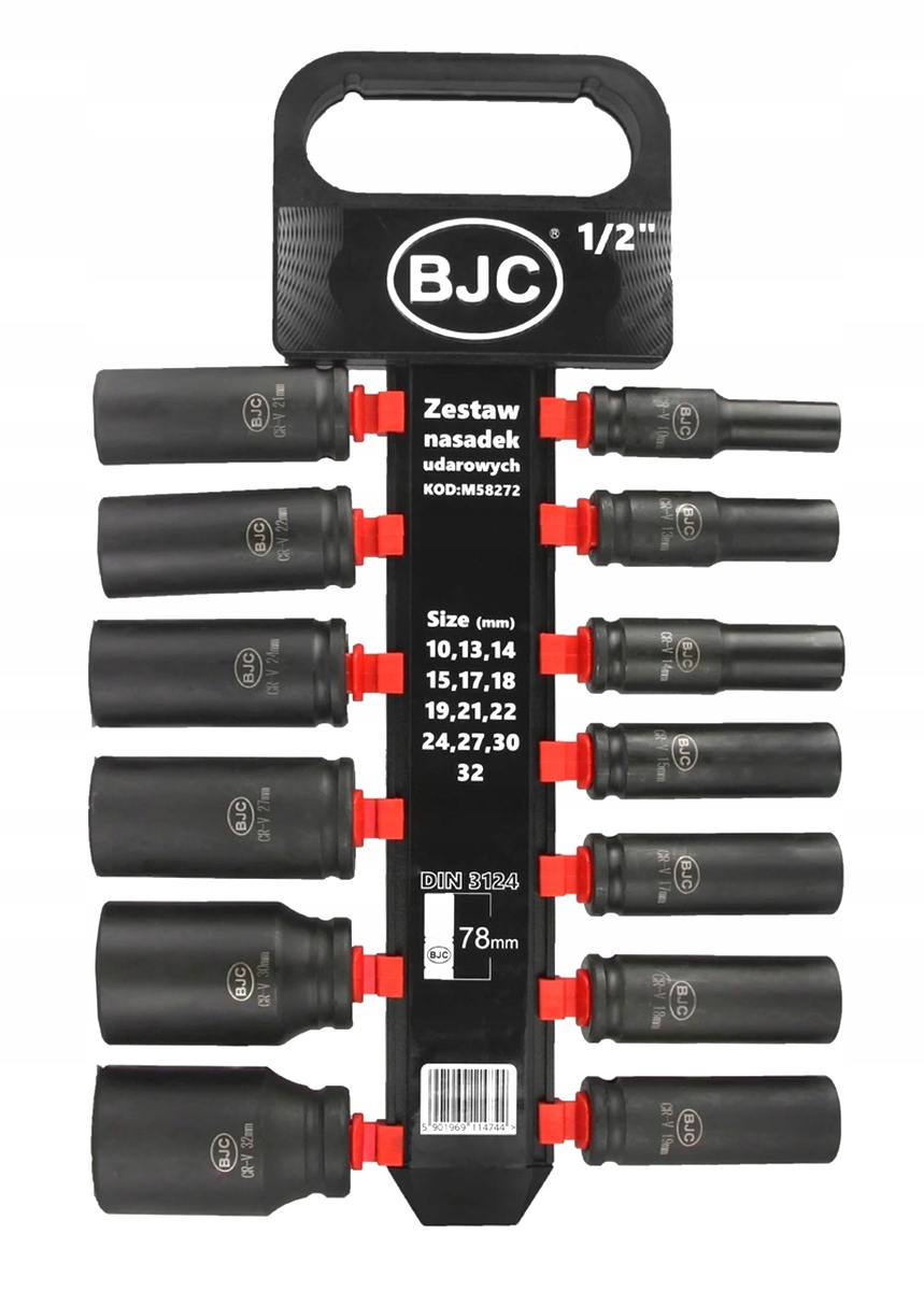 BJC NASADKI UDAROWE DŁUGIE 1/2'' 10-32MM 13 EL.