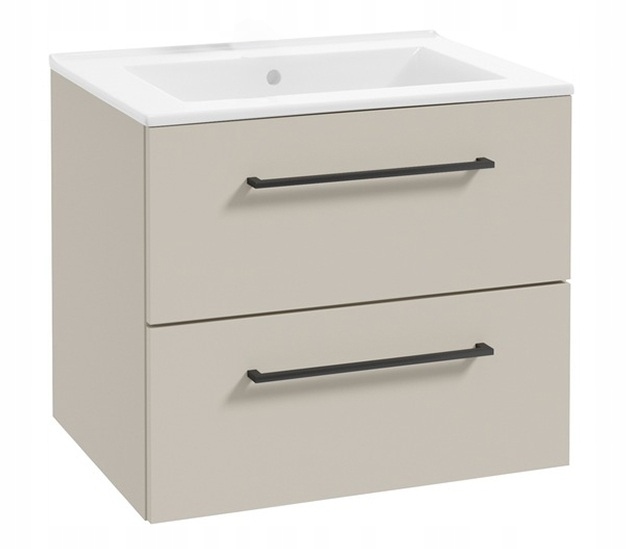 Koupelnová skříňka s umyvadlem závěsná kašmírová 60x50 cm