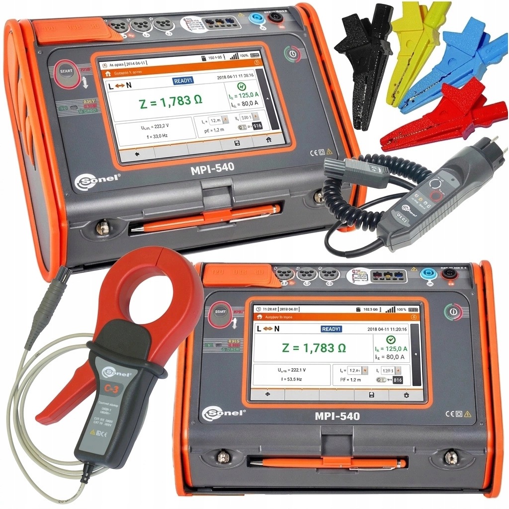 Miernik parametrów instalacji elektrycznych MPI-540 Start cęgi pomiarowe